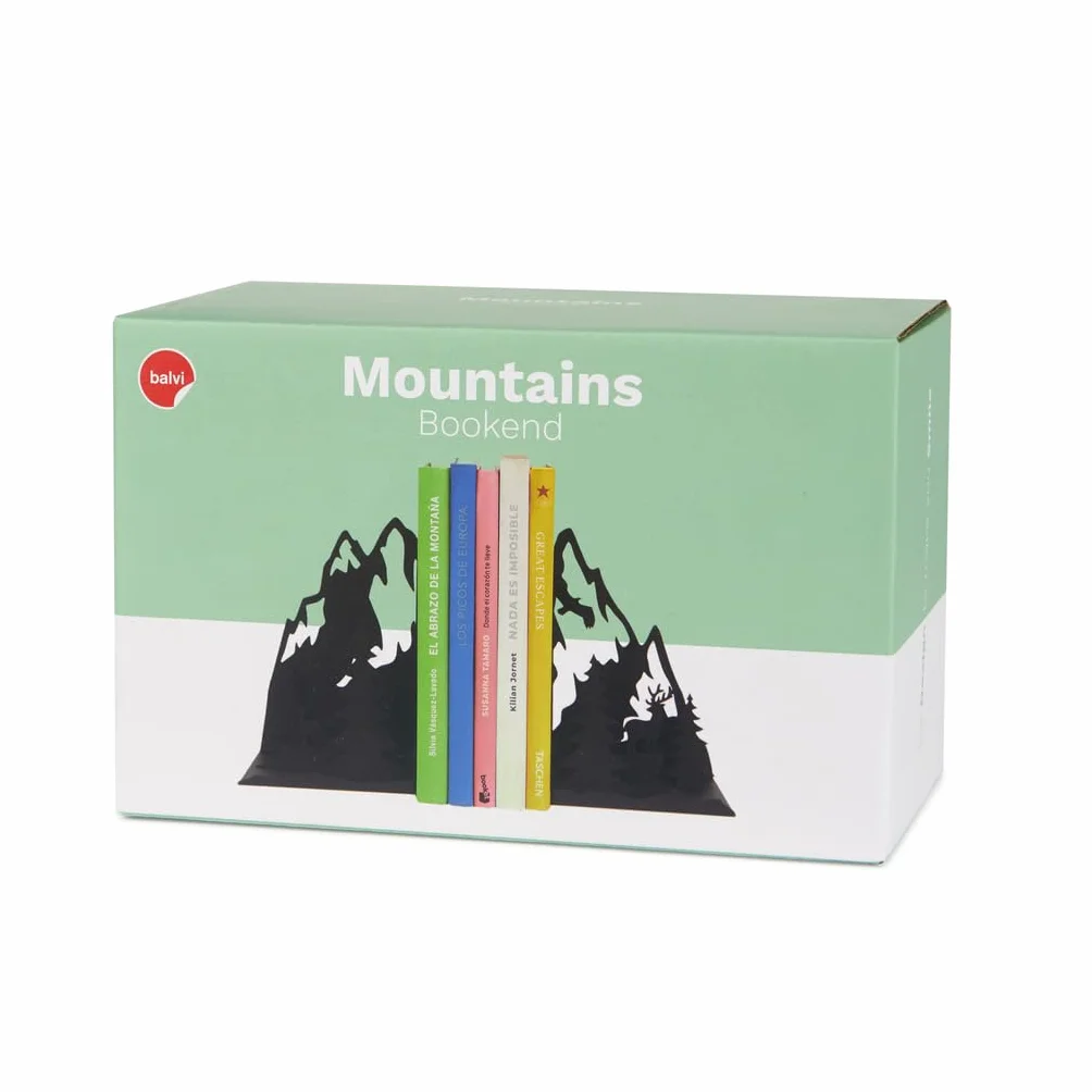 Balvi Serre-Livres Mountains Métal Noir Paysage de Montagne