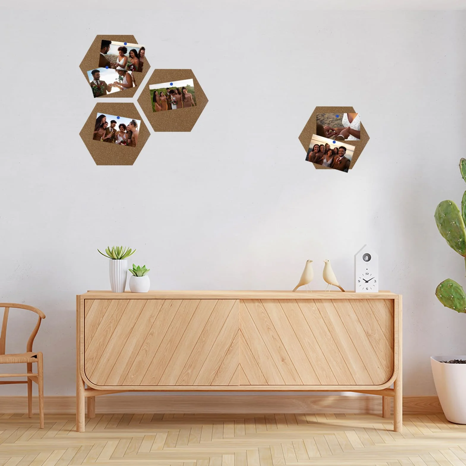 Tableau Liège Autocollant Hexagonal 10 Pièces avec 50 Broches, Tableau d'Affichage Murale