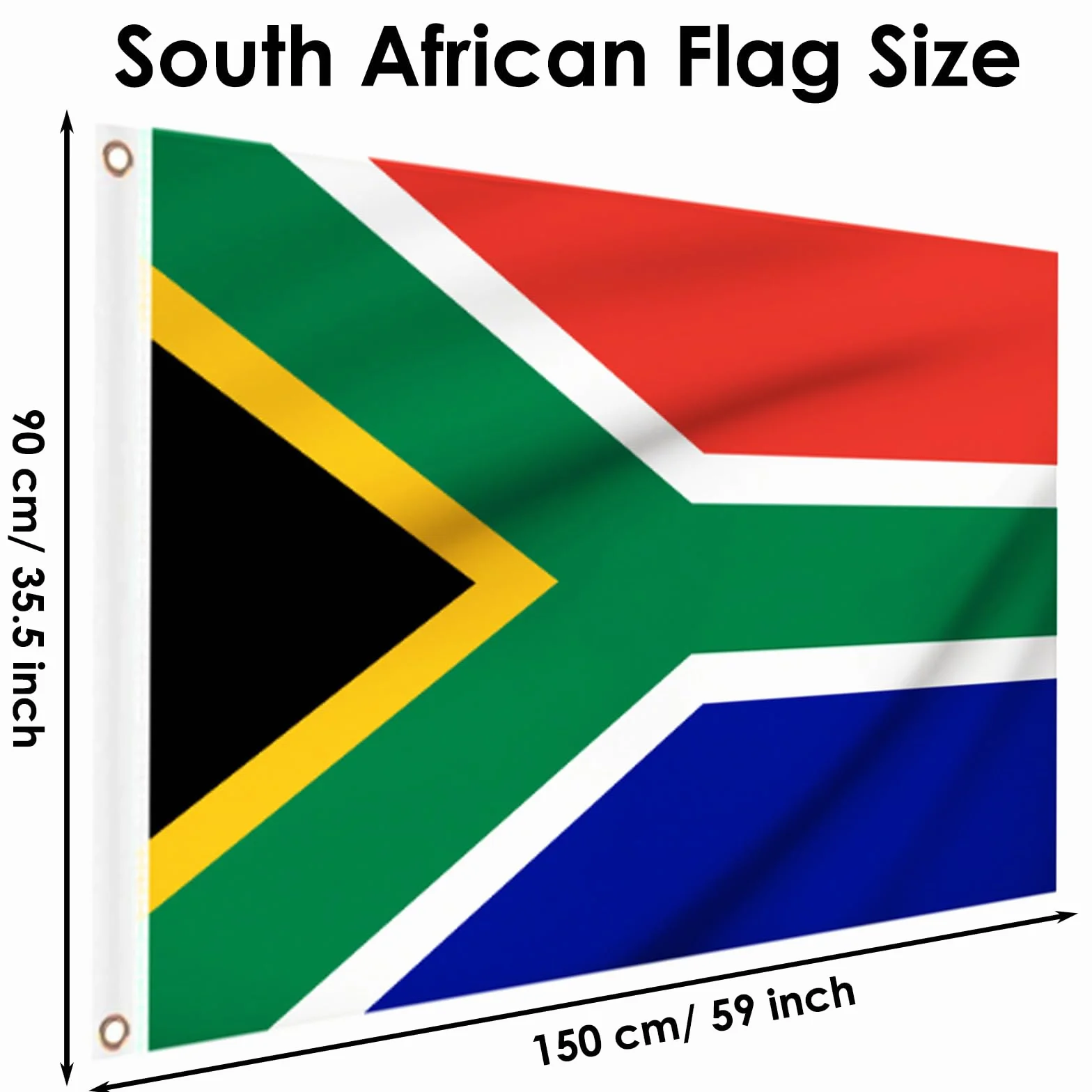 Drapeau de l'Afrique du Sud avec œillets en laiton pour jeux olympiques de 2024, événements sportifs, décorations de fête, 1,5 x 0,9 m