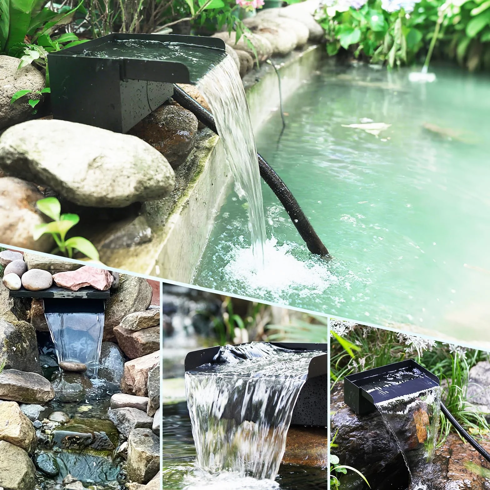 Pompe de bassin Cascade acier inoxydable 20 cm 40 W 2500 l/h pour étang de jardin