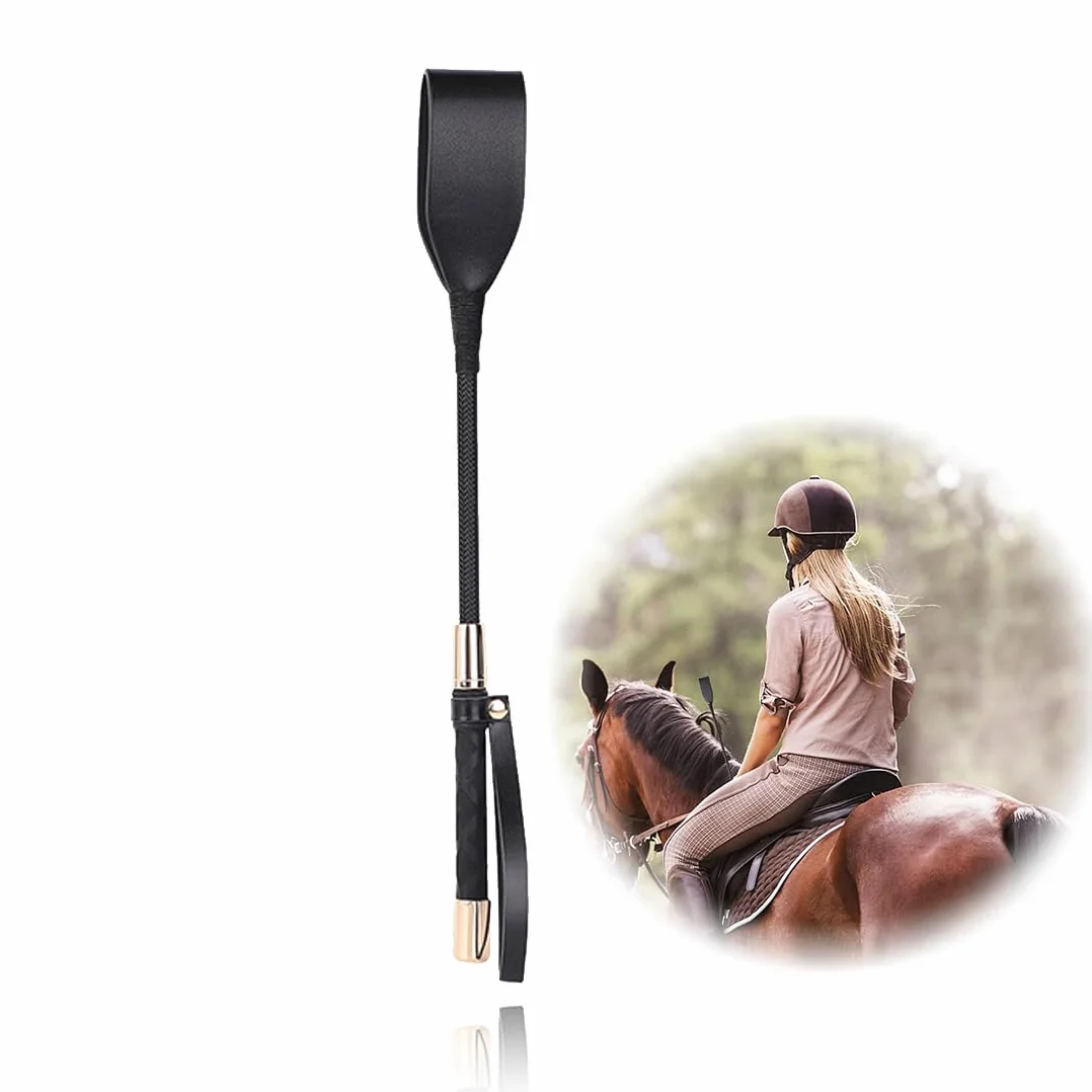 Cravache d'équitation en Cuir Fouet 1 fouet d'équitation en cuir noir avec poignée antidérapante, Cravache d'équitation avec poignée en gel, Cravache d'équitation, Accessoires de jeu de rôle de fête