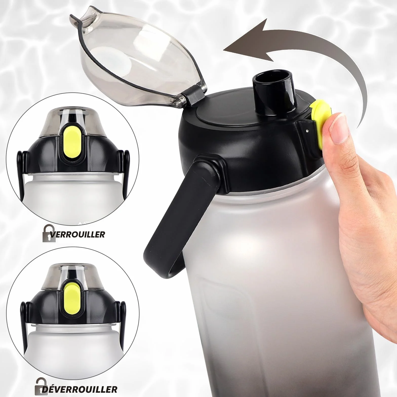 GXCROR Gourde Grande Bouteille d'eau de 2L Avec Marqueur de Temps et Paille - Restez Hydraté Avec Notre Grande Bouteille d'eau