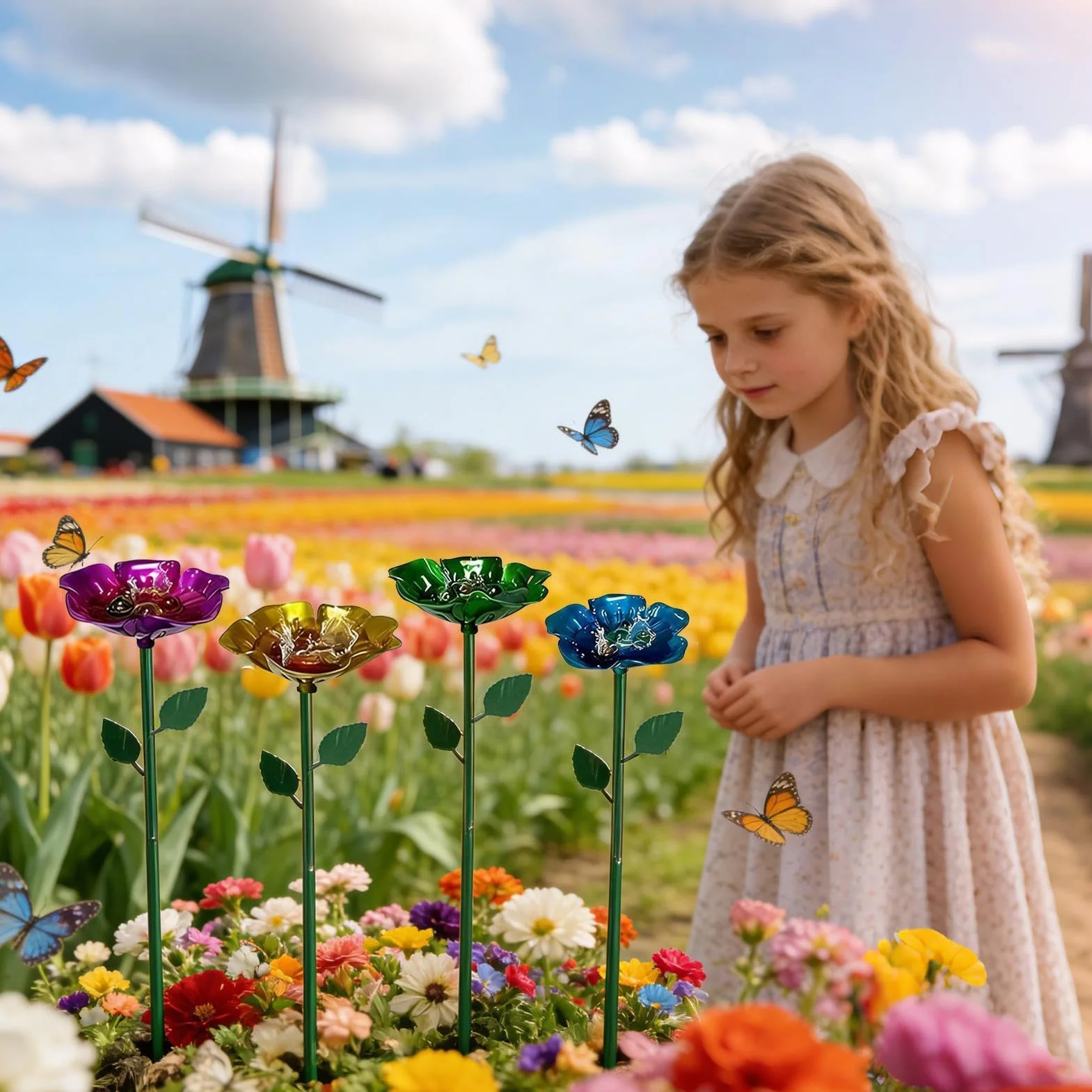 Abreuvoir à Abeilles Fleur en métal Lot de 4 Bassins Extérieur pour Jardin