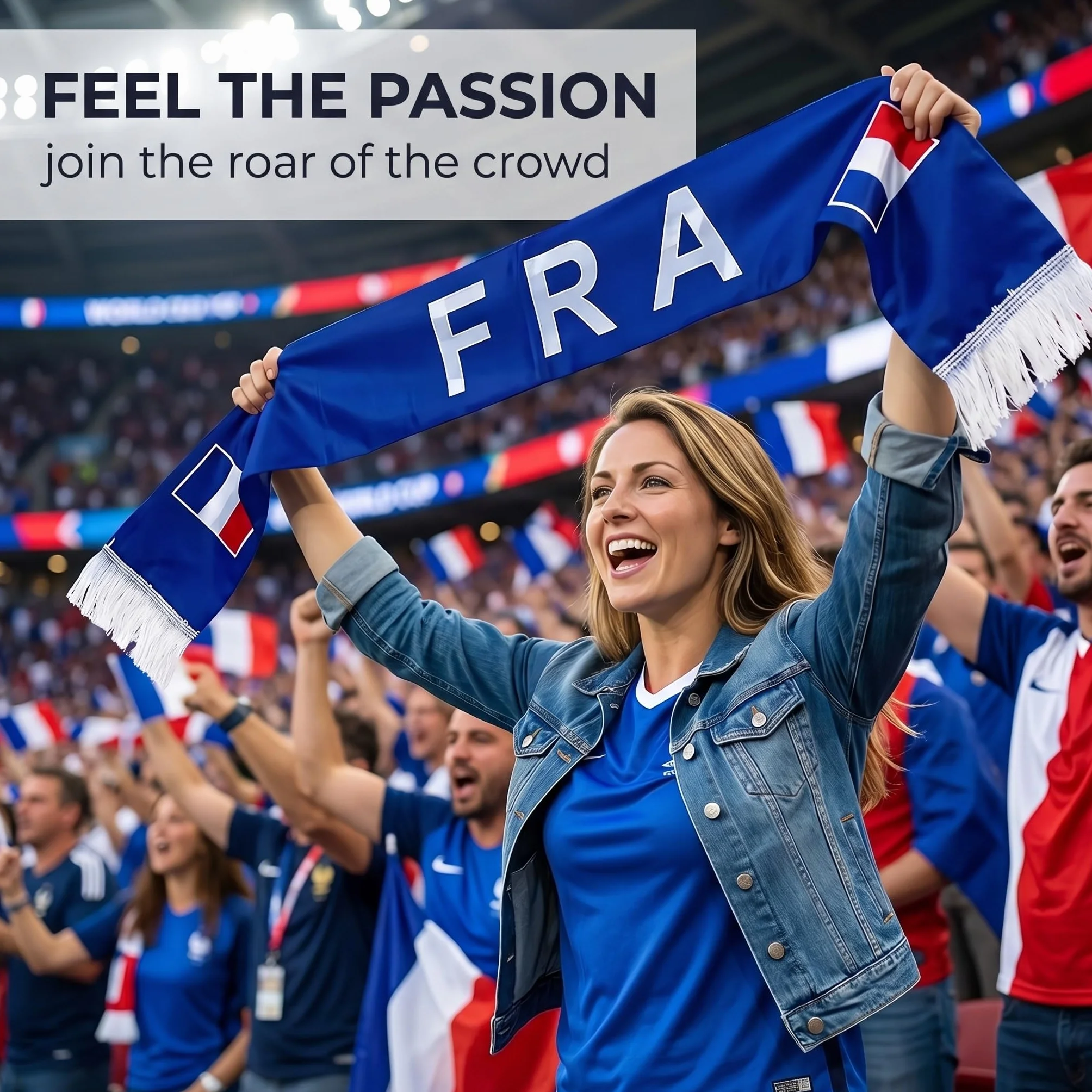 Echarpe France Bleu Blanc Rouge, Echarpe Supporter Stade Football, Accessoire Fan pour Coupe du Monde 2026,B