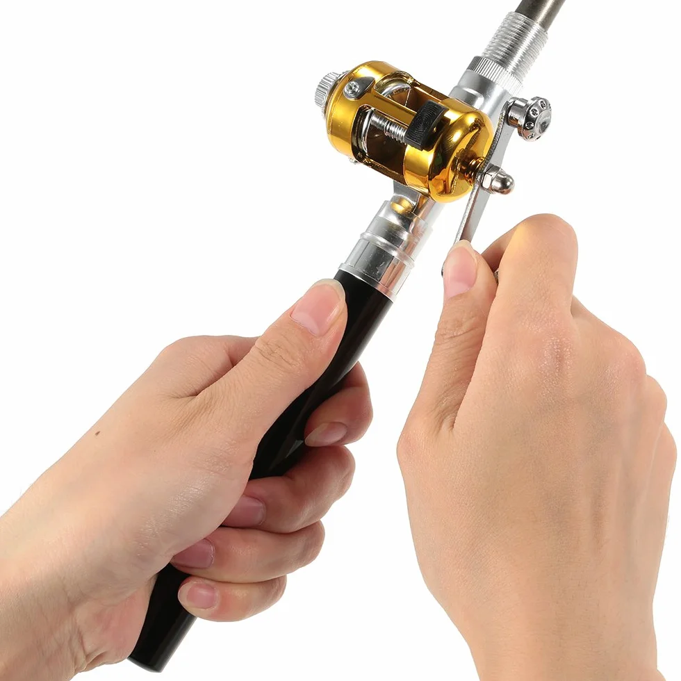 Lixada Stylo Télescopique Canne à Pêche Combo Set Mini Portable avec Bobine Alliage d'aluminium Ligne