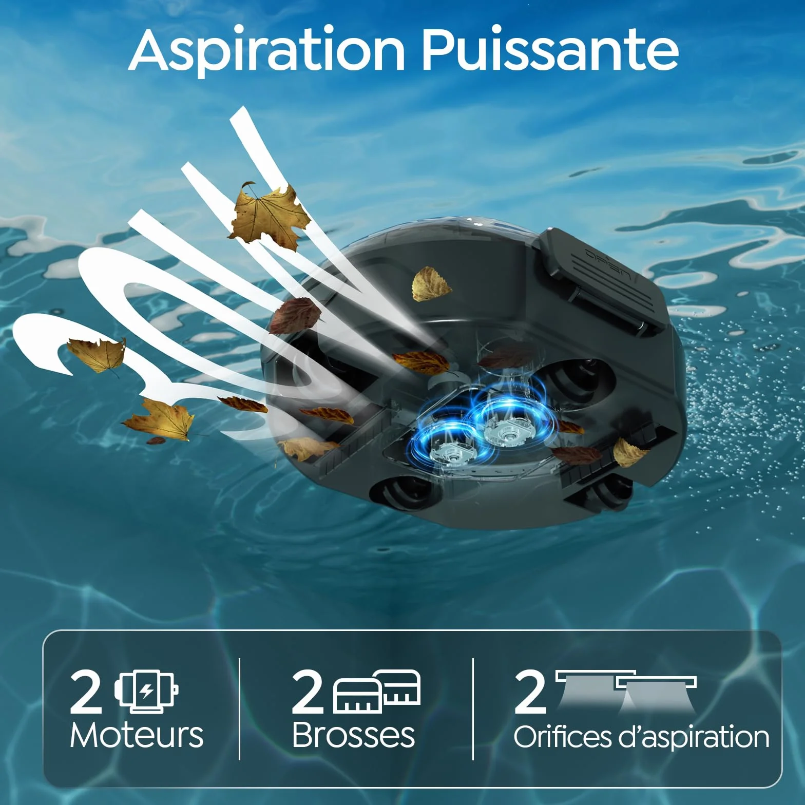 Robot Piscine S2 2026, Aspirateur sans Fil, Double Filtration, Double Moteur, 90min Nettoyage, Stationnement Auto, Piscines Peu Profondes Noir