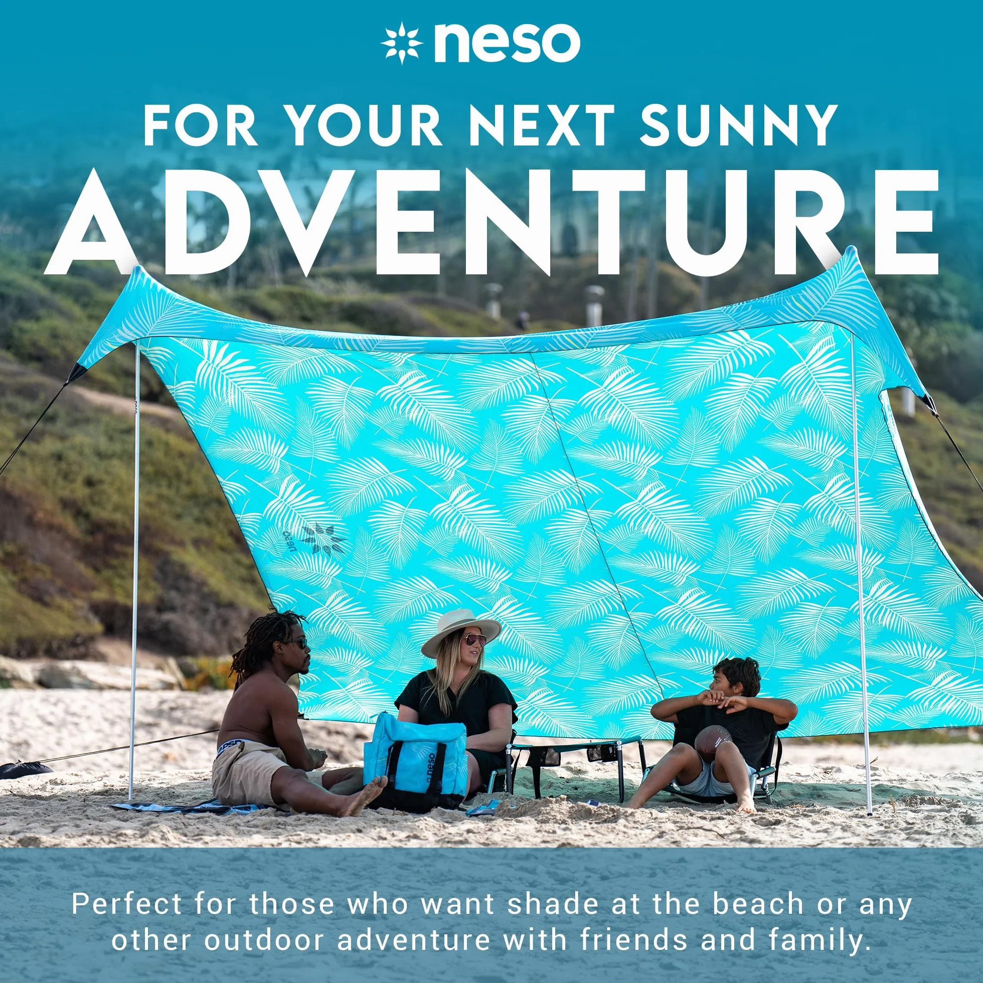 Gigante Tente de Plage Neso Tents, 2,5 m (8 pi) de Hauteur, 3,4 m (11 pi) x 3,4 m (11 pi), Coins renforcés et Poche réfrigérée