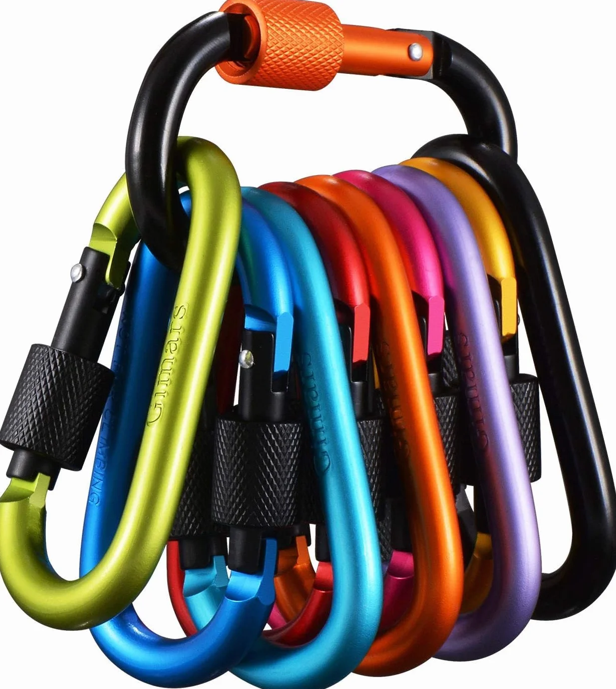 Gimars Mousqueton de Fixation Alliage d'Aluminium Porte-Clés Multicolore 78x42mm pour Sac Camping