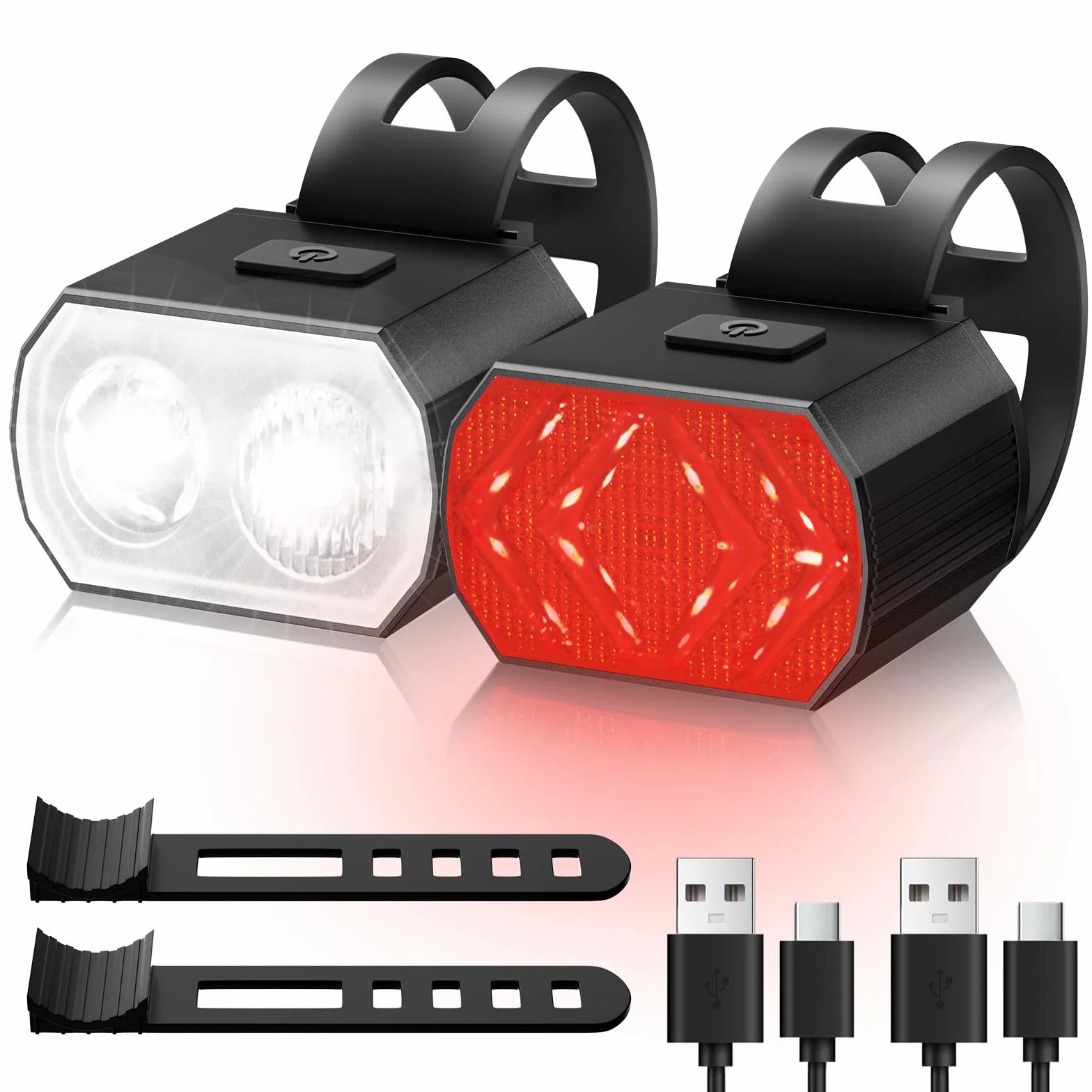 Blendura Lampe Velo LED Lumiere Velo Avant et Arriere Rechargeable par USB Éclairage Lampe Velo Étanche Lumière Vélo Convient à la Plupart des vélos