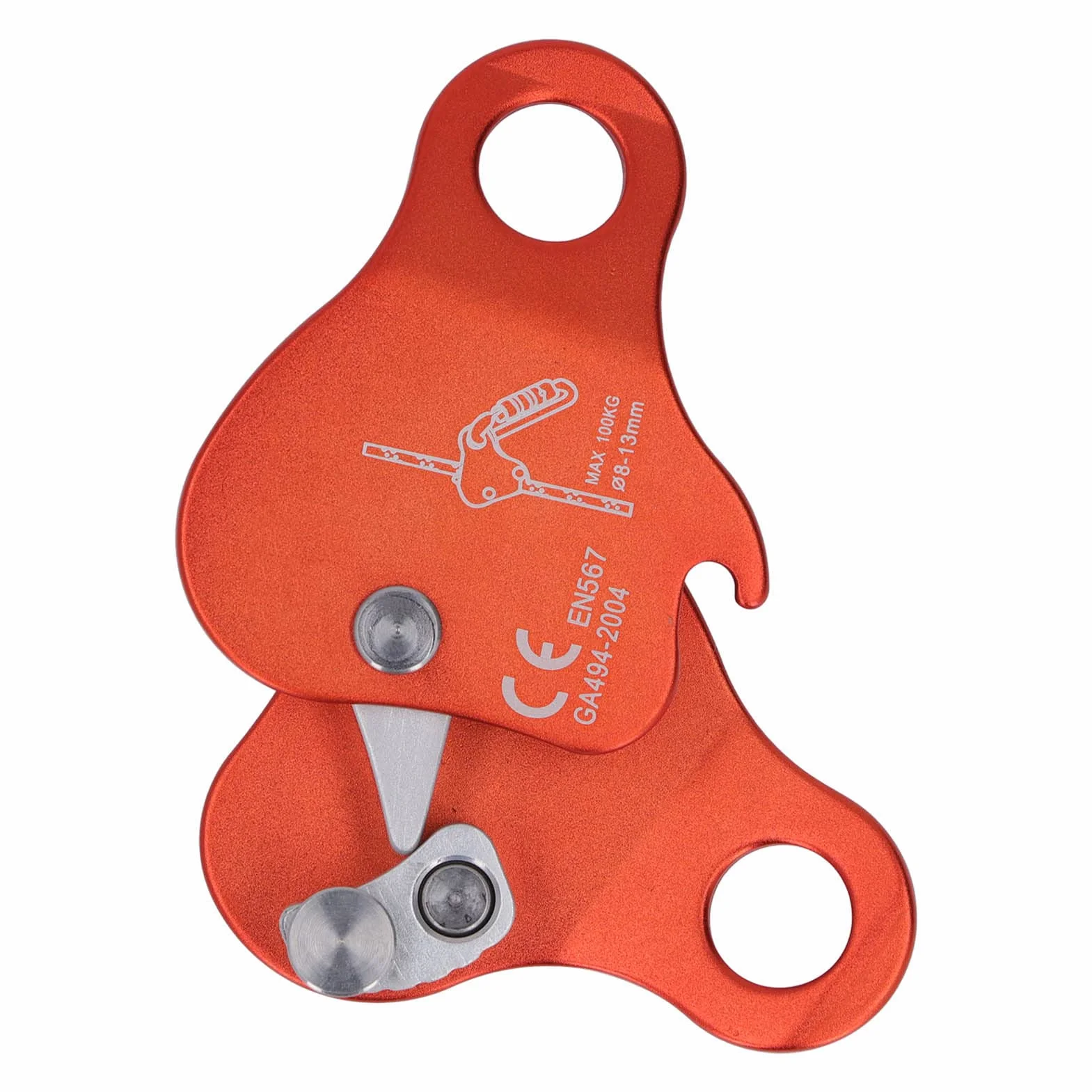 Keenso Bloqueur de Corde d'escalade en Alliage D'aluminium Autobloquant 8‑13 Mm Bloqueur de Corde d'escalade pour L'alpinisme d'escalade en Plein Air (Orange)