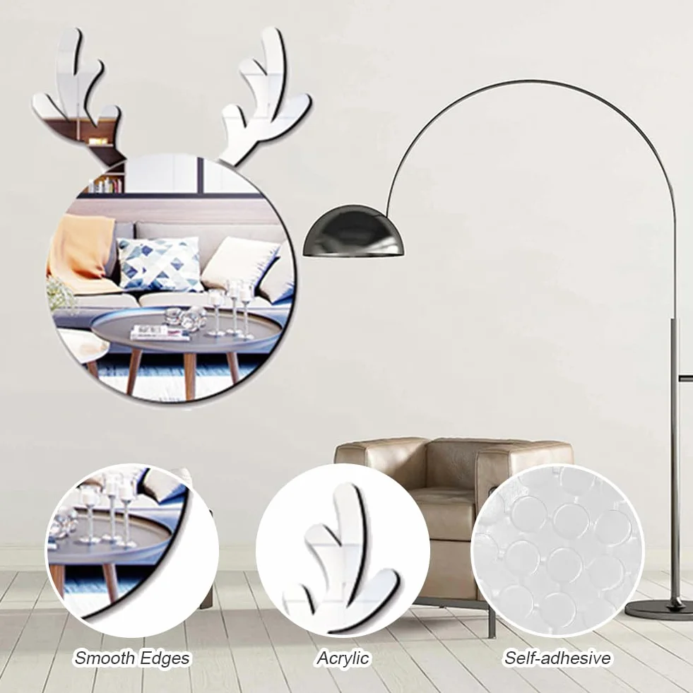 Lot de 2 miroirs autocollants incassables en acrylique 20 cm Motif licorne