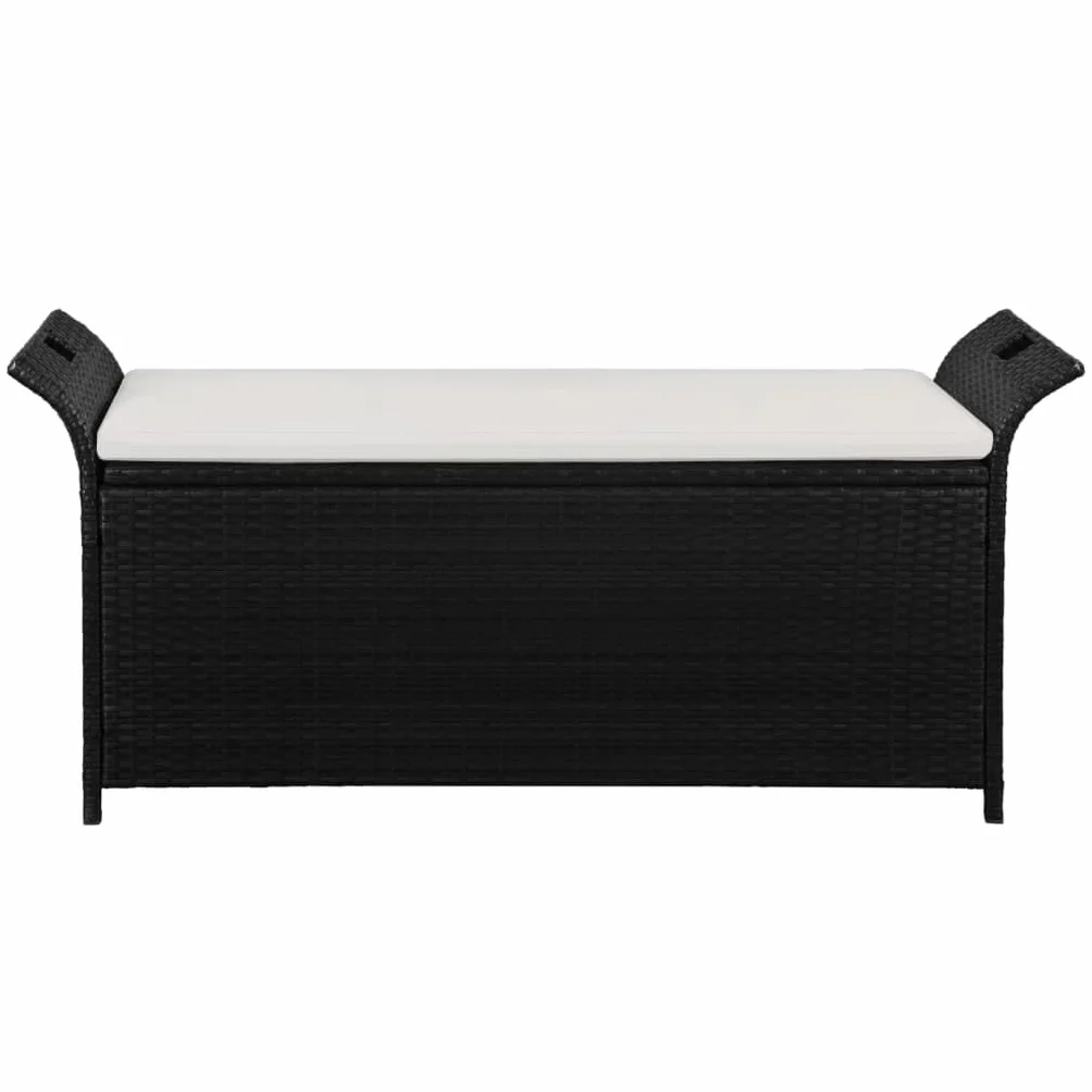 vidaXL Banc de Rangement Résine Tressée Noir/Blanc Crème Banquette