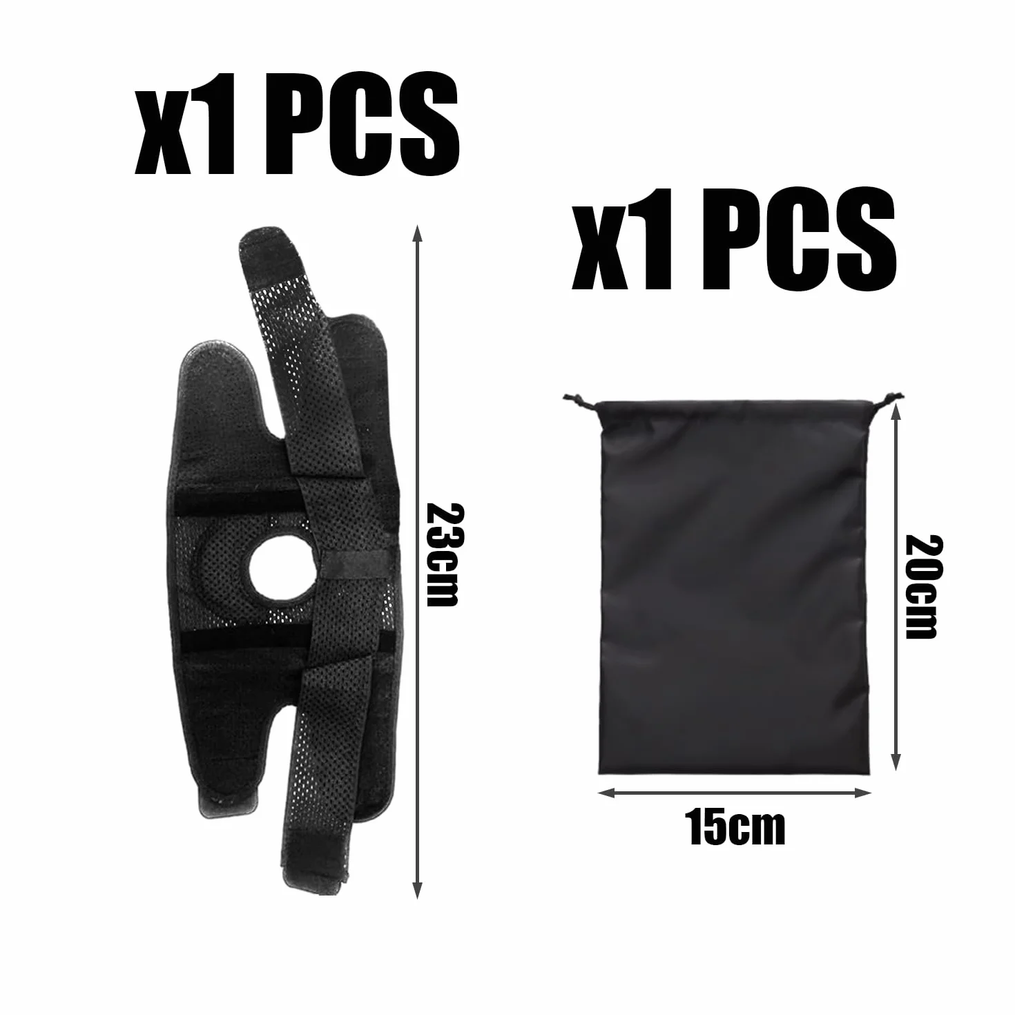 MEMOFYND 1 genouillère réglable avec 1 sac de rangement, genouillères élastiques souples, genouillères de sport réglables, genouillères orthopédiques, convient pour le sport, le fitness (noir)