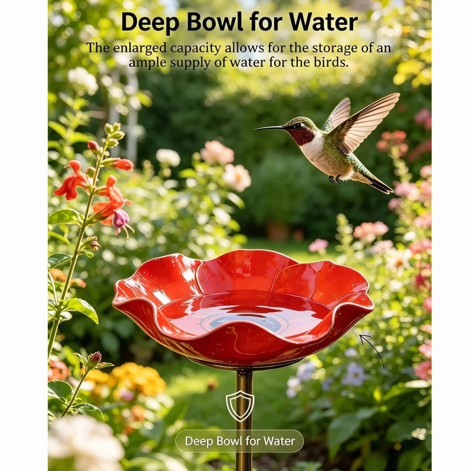 Bain d'oiseaux en métal décoratif 15x60 cm pour jardin extérieur