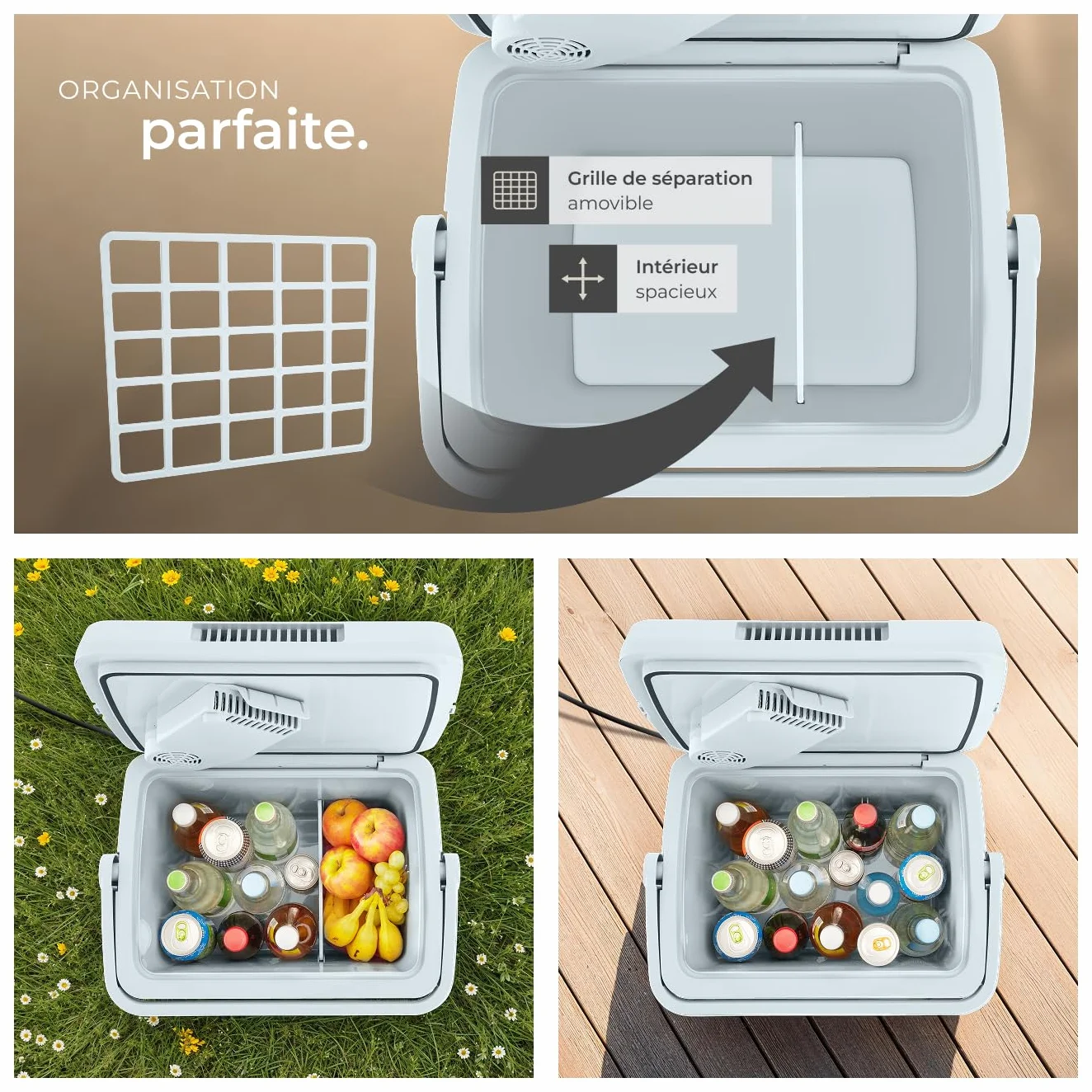 tectake® Glacière électrique 2en1 réfrigérante et chauffante 32 ou 40 L, Poignées de Transport, Mode ECO, Connexion Secteur 220V, Allume Cigare 12V, Glaciere Electrique Camping Pique Nique Plage