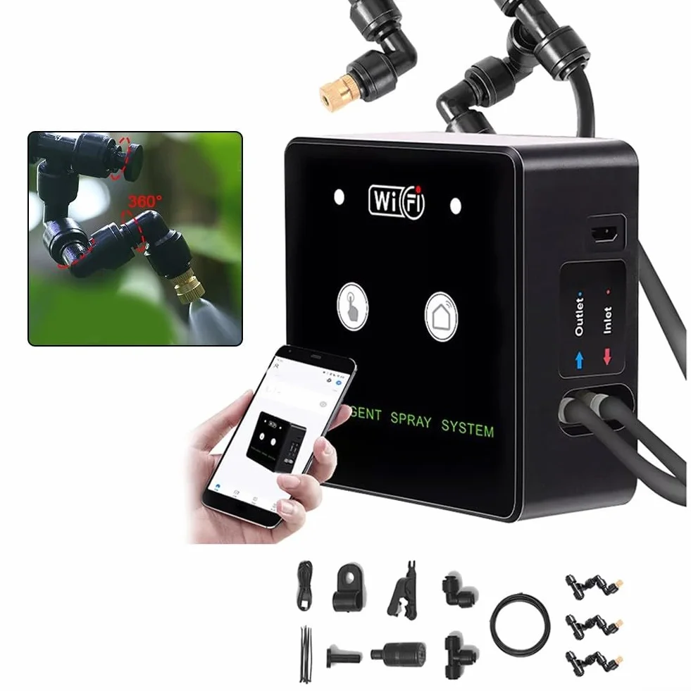 Kit de brumisation WiFi intelligent pour terrarium, humidificateur automatique avec pulvérisateur rotatif 360° pour reptiles