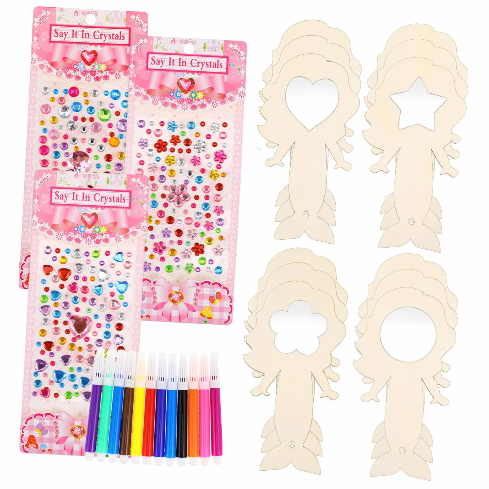 Kit Bricolage Miroir Artisanal en Bois Forme Sirène pour Enfants