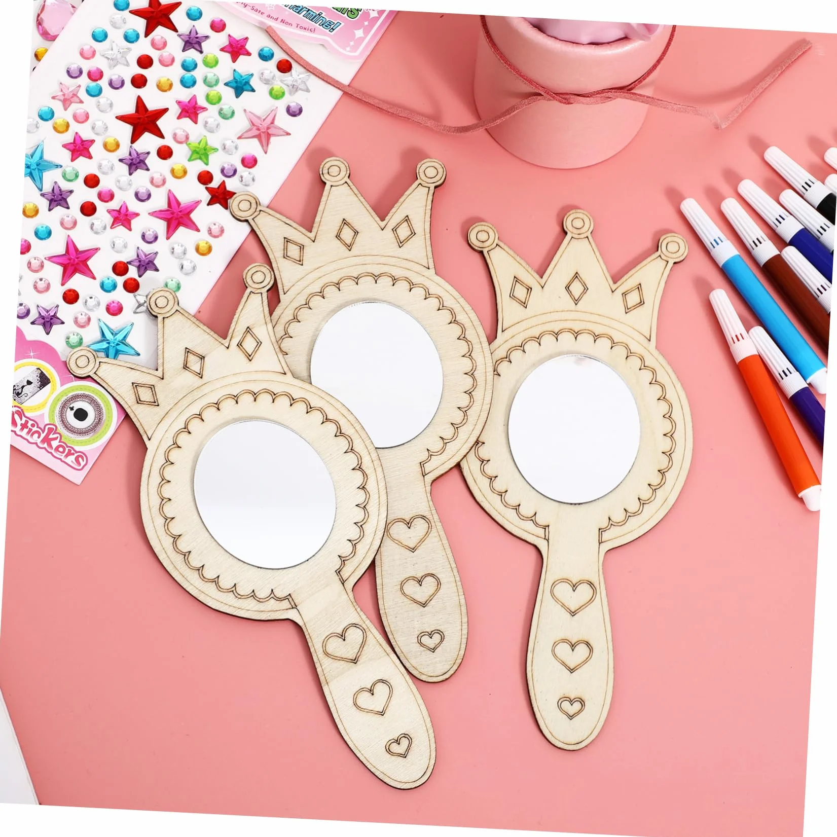 SHINEOFI Kit De Bricolage Miroirs Bois Accessoires Décoratifs Pour Activités Manuelles