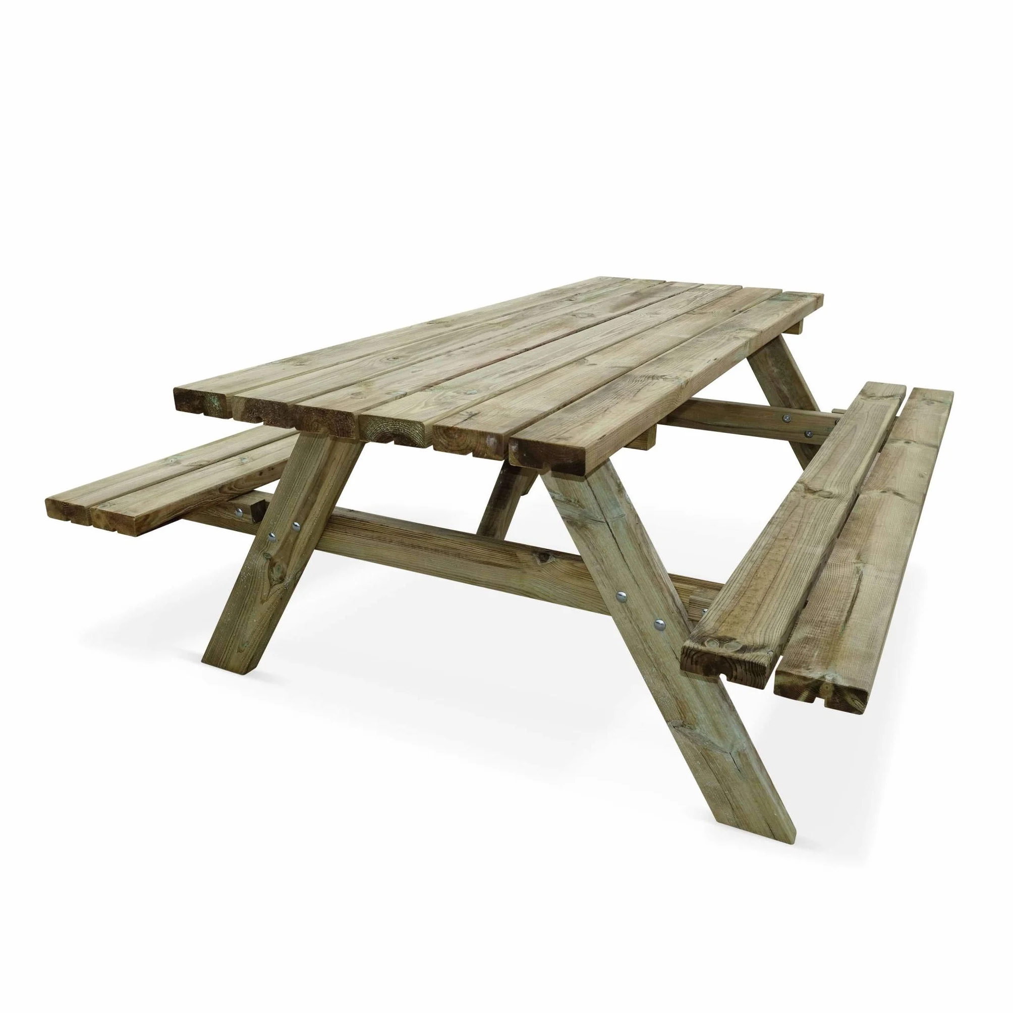Alice's Garden Table de Pique Nique Bois de Pin 6 Places avec 2 Bancs Rabattables
