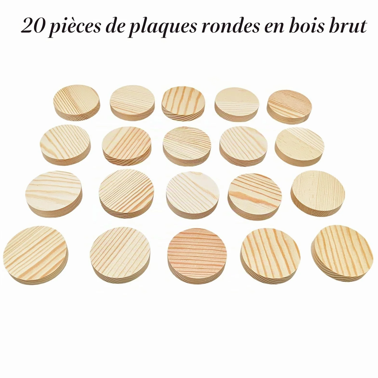 Plaques rondes en pin 5 x 1 cm lot de 20 pour artisanat gravure pyrogravure peinture
