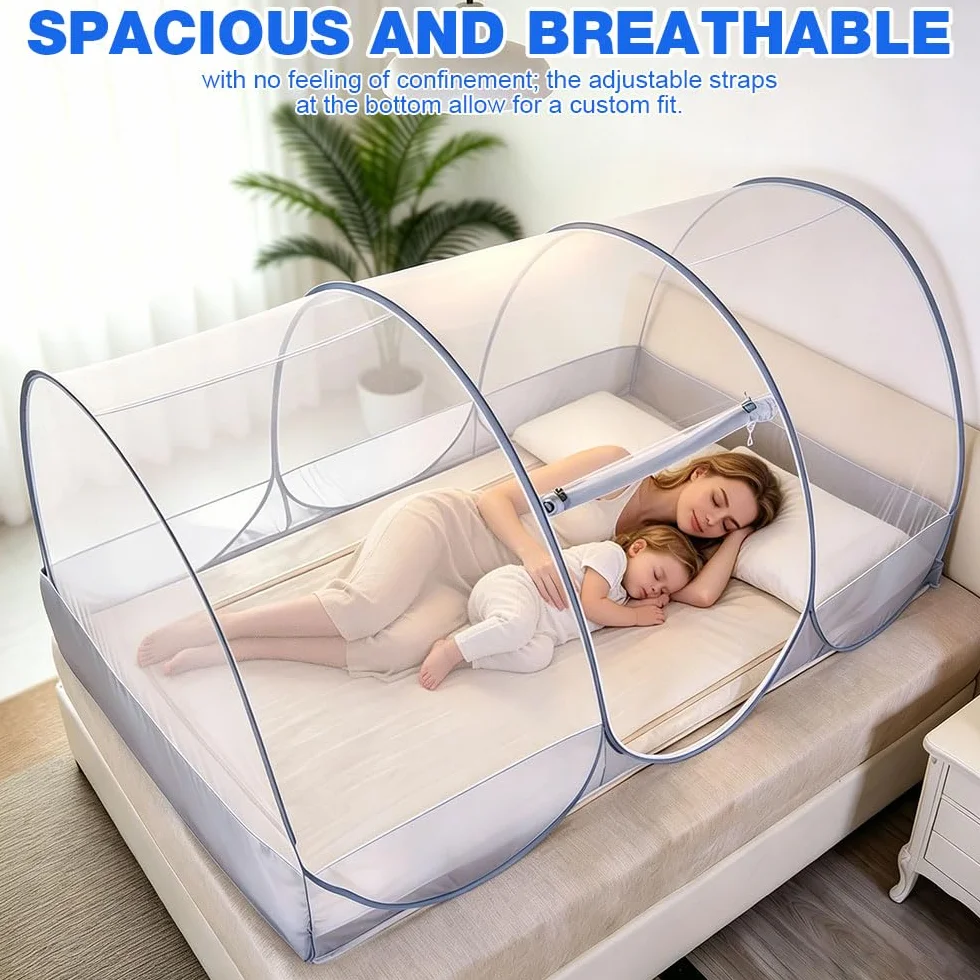 Moustiquaire pour lit, 190 x 90 x 90 cm, avec fermeture éclair, pliable, portable, pour lit, voyage, lits superposés, dortoirs, camping en plein air