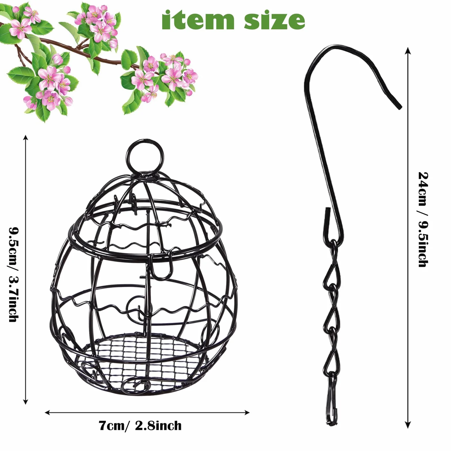 Mangeoire Oiseaux Extérieur Lot de 4, Bird Feeder Suspendue Crochets en Forme de S Métal