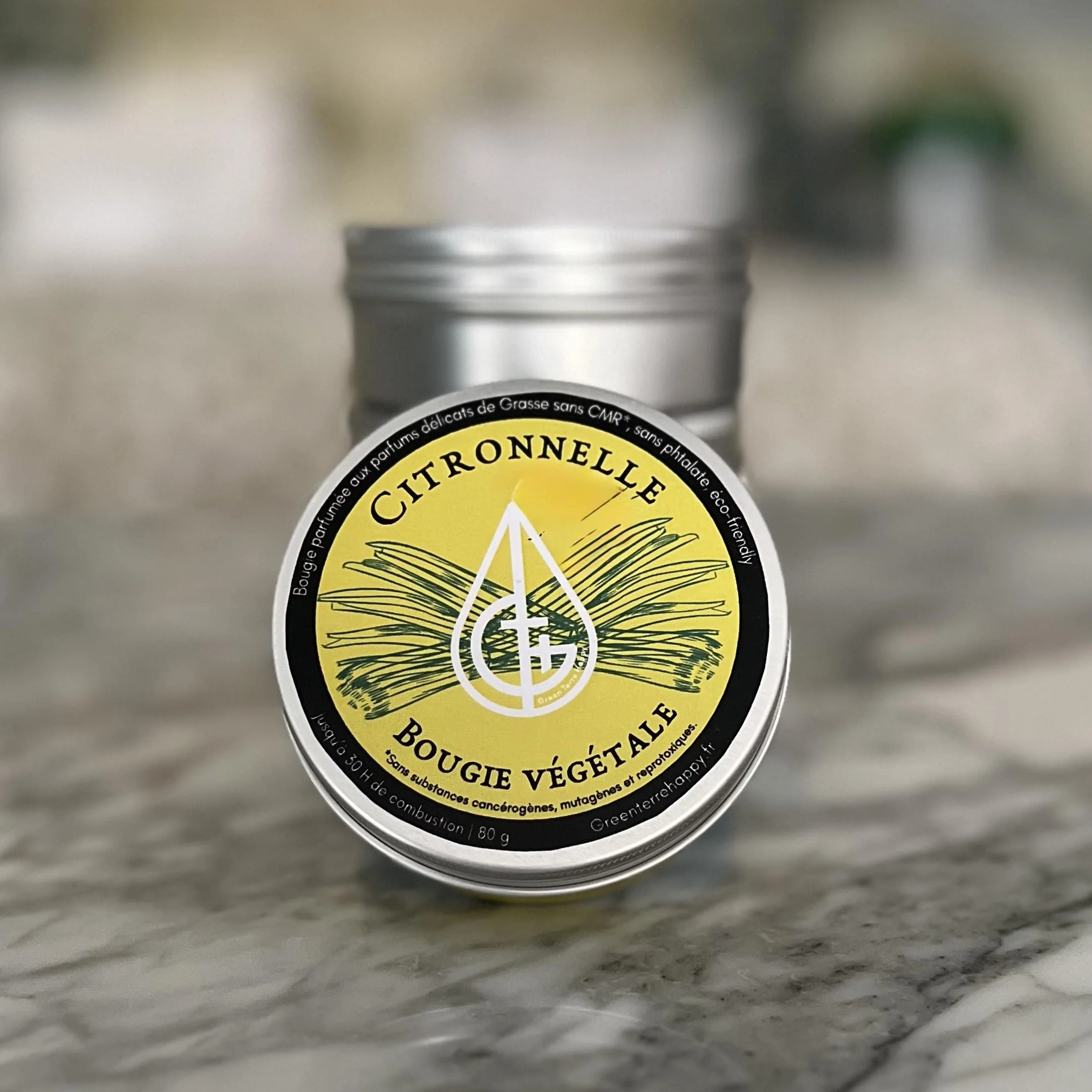 Bougie citronnelle parfum naturel Green Terre Happy