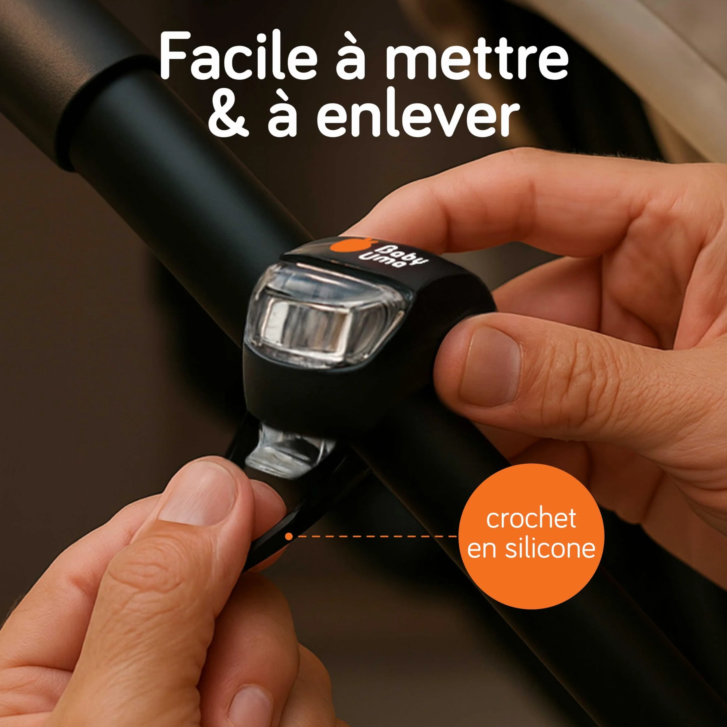 Baby Uma Lumières LED Poussette (Lot de 4) – Universelles avec 3 Modes (Fixe/Pulsation/Clignotant), Éclairage Avant & Arrière pour Poussette, Vélo et Trottinette