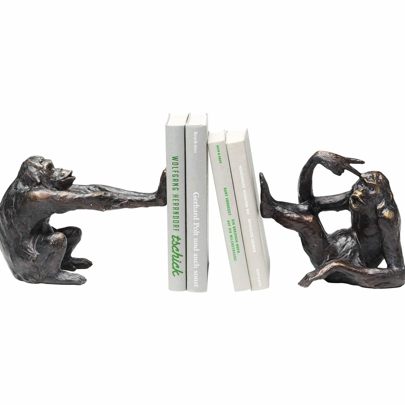 Kare Design Serre-Livres Monkey Noir Cuivré Lot de 2 17x20x10 cm