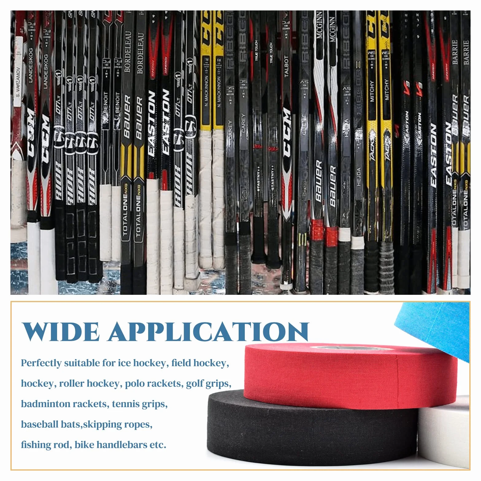 Ruban pour Crosse de Hockey antidérapant, Tissu Anti-Glisse, 2,5 cm x 25 m