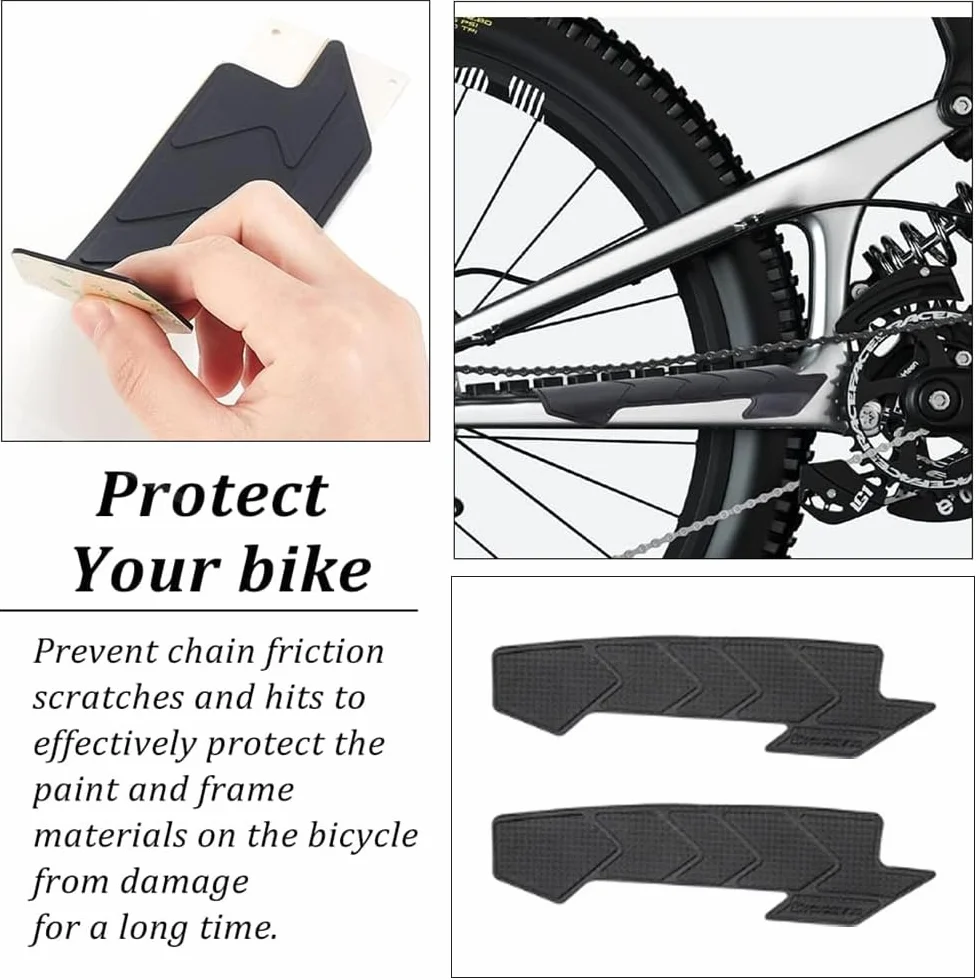 2 Pièces Protection Cadre VTT, Noir Protection Cadre Velo, Gel de Silice Protege Chaine, Accessoires de Vélo, aux Vélos Route, VTT, Vélos Femmes Protéger Chaînes et Cadres Vélo