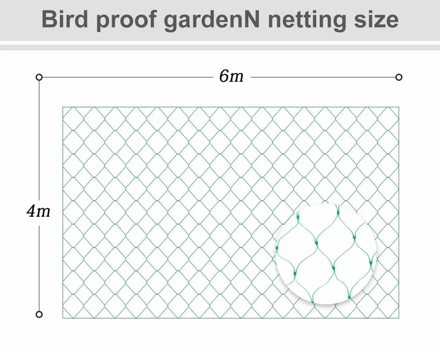 Filet de protection contre les oiseaux 4 x 6 m - Maille fine 17 x 17 mm - Vert - 20 g/m²