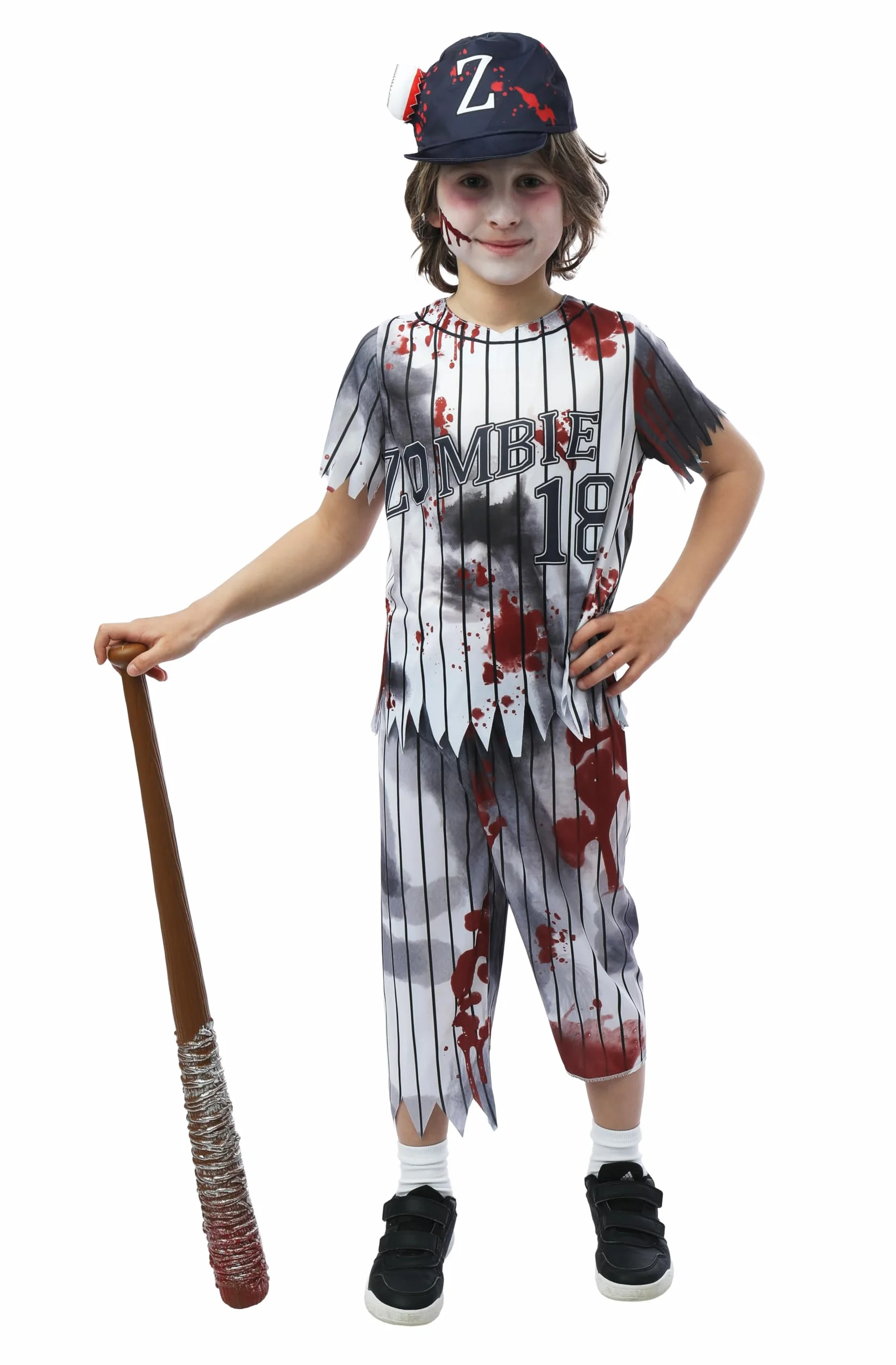 P'TIT Clown - 54761 - Fausse Batte de Baseball Ensanglantée - Accessoire de Déguisement Halloween, Film, Cosplay - Plastique - 73 cm