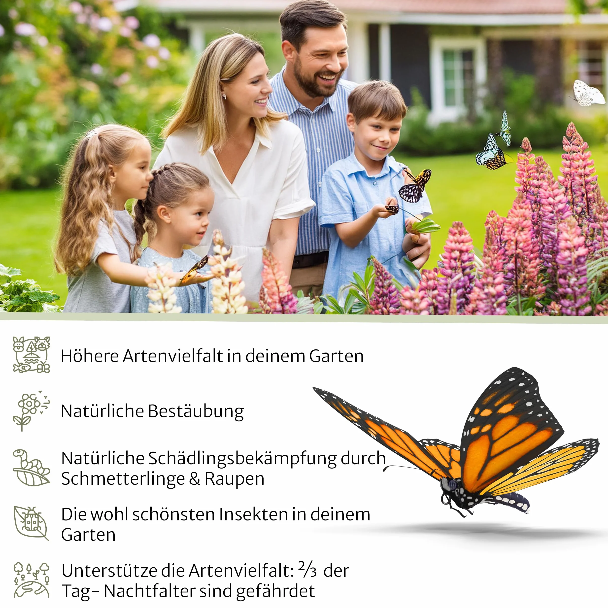 Oramics Maison à papillons en pin avec toit en métal résistant aux intempéries pour jardin et balcon