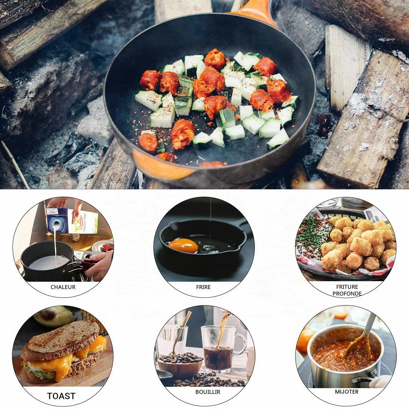 Bulin Set de Cuisine Camping, ustensiles de Camping, casseroles en Aluminium, kit léger avec Couverts Pliables et Bouilloire, pour 1-2-4-6 Personnes, idéal Camping, Outdoor, Pique-Nique