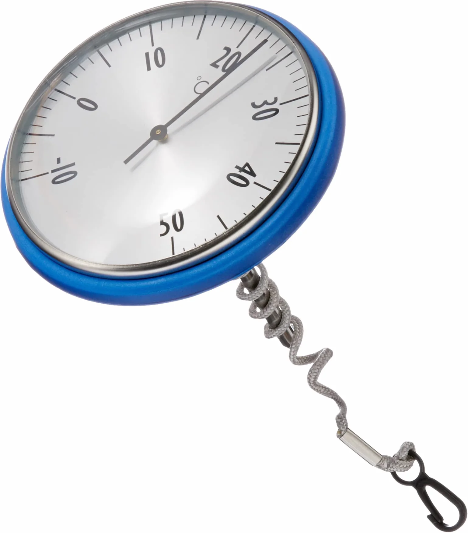 TFA Dostmann Thermomètre de Piscine Analogique, 40.2005, Inoxydable, avec Corde de Fixation, Bleu