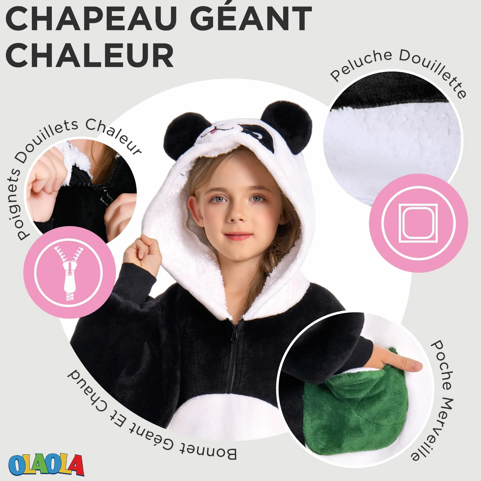 OLAOLA Sweat à Capuche Couverture Surdimensionnée pour Enfants Polaire Sherpa avec Manches et Poches