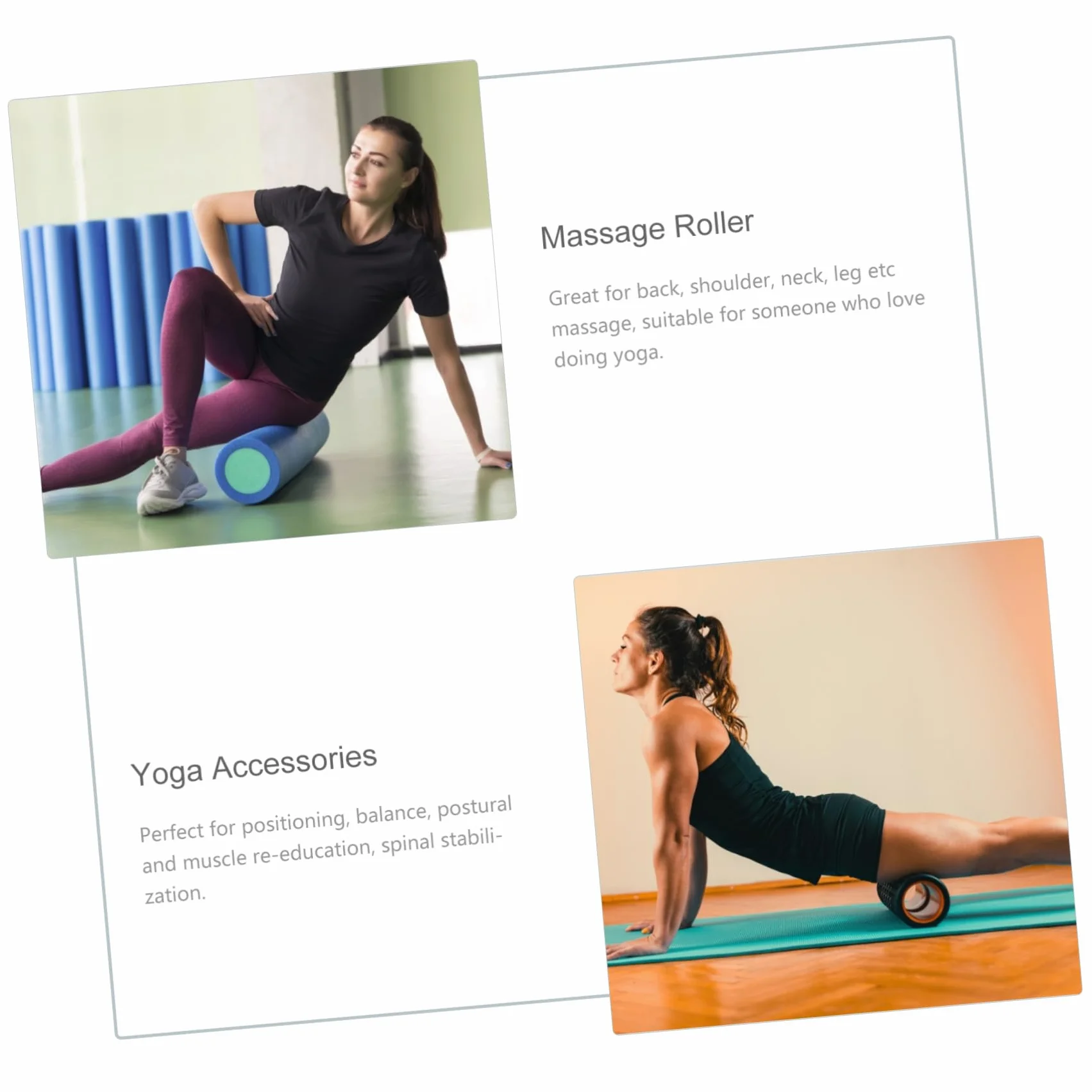 GANAZONO Rouleau De Massage Yoga en Mousse Solide 15x60cm, Rouleau De Récupération Musculaire Haute Densité, pour Jambes Et Bras, Entraînement Pilates Et Relaxation Musculaire