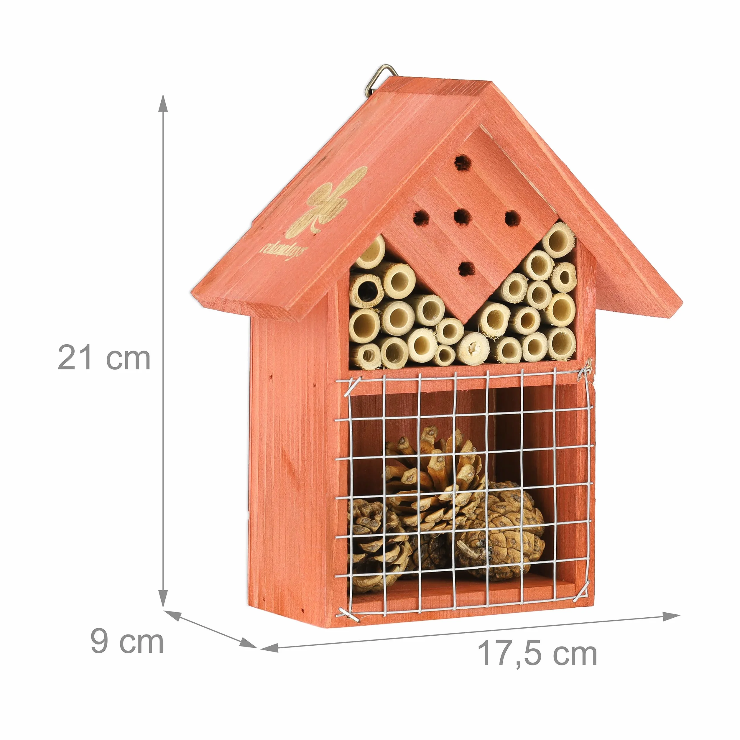 Relaxdays Hôtel à Insectes à Suspendre 21x17,5x9 cm Bois Non-traité