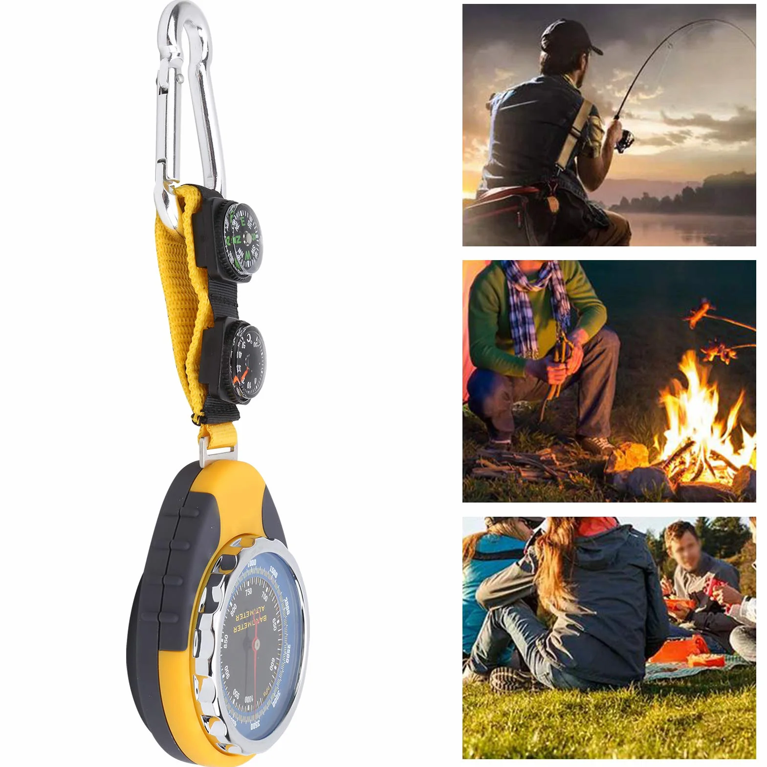 SYH&AQYE Altimètre avec Boussole, Baromètre et Thermomètre, Manomètre Barométrique 4 en 1, Jauge Multifonctionnelle pour la Randonnée en Plein Air, Le Camping, l'escalade