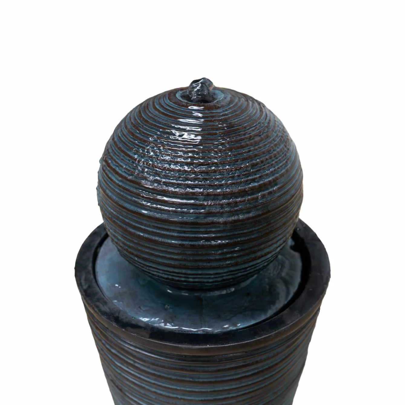 Fontaine de Jardin Solaire Noire Sphère Autoportante Boule Ronde Jeu d'eau