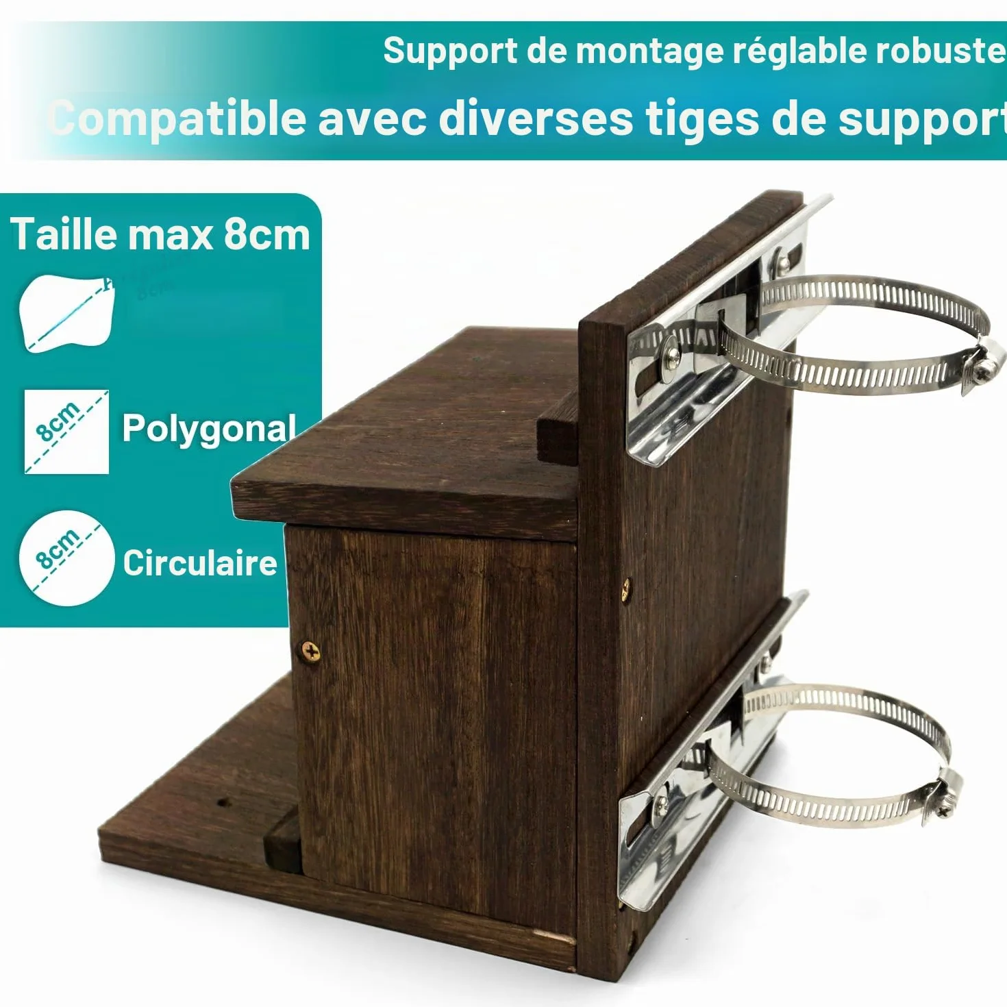 Mangeoire en Bois pour Écureuils avec Support de Montage, Compatible Balustrade Murale et Clôture