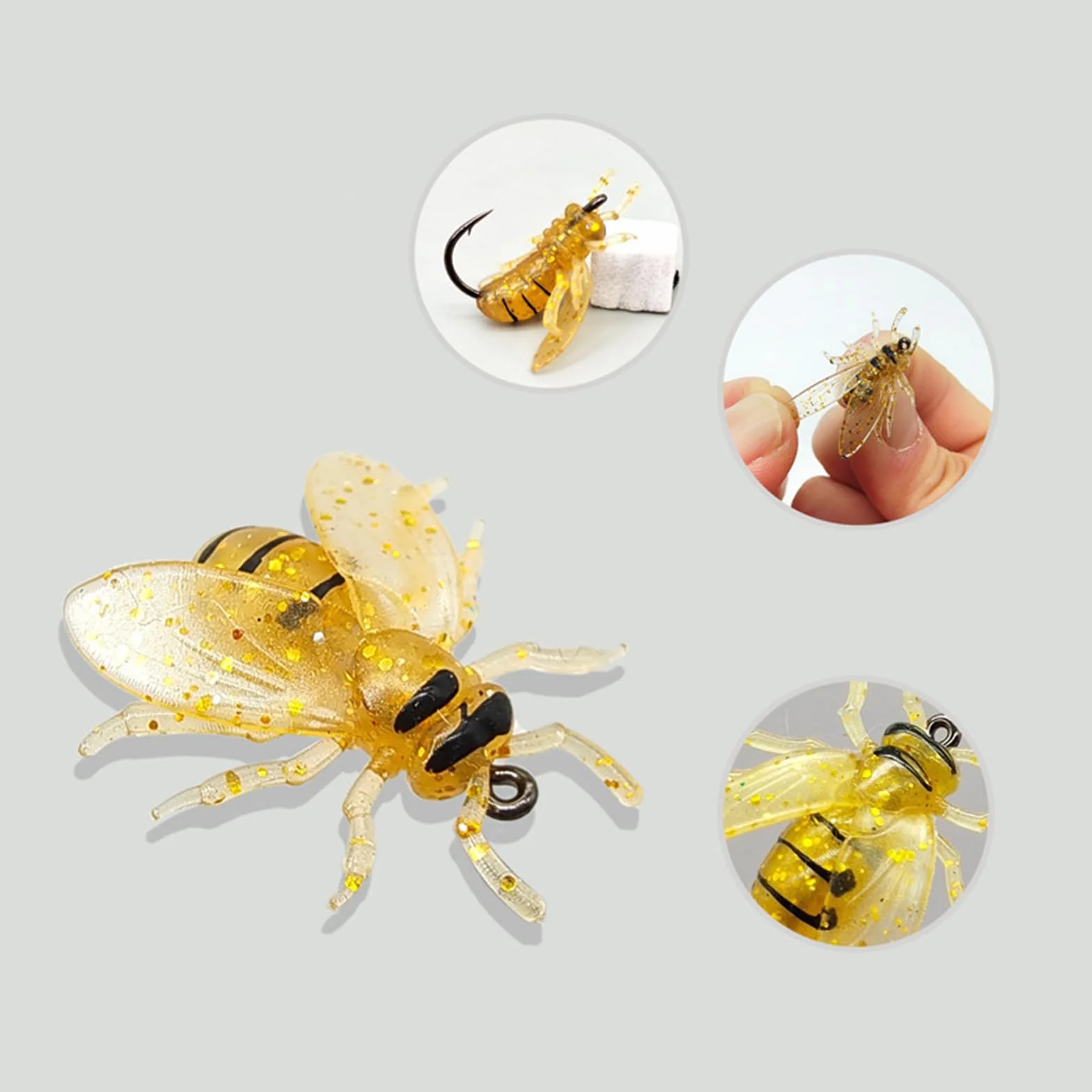 Appât de Pêche à la Mouche pour Truite - 20X Leurres Simulés en Forme d'abeille avec Étui,Équipement pour Eau Douce, Eau Salée, Lac, Rivière, Étang et Mer Profonde