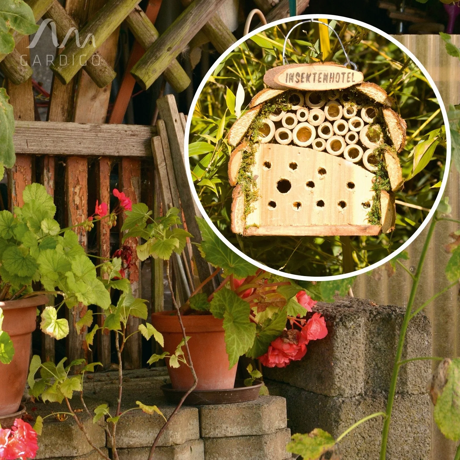 GARDIGO Hôtel à Insectes en Bois et Bambou Refuge Naturel pour Coccinelles Abeilles Abri Suspendu Jardin