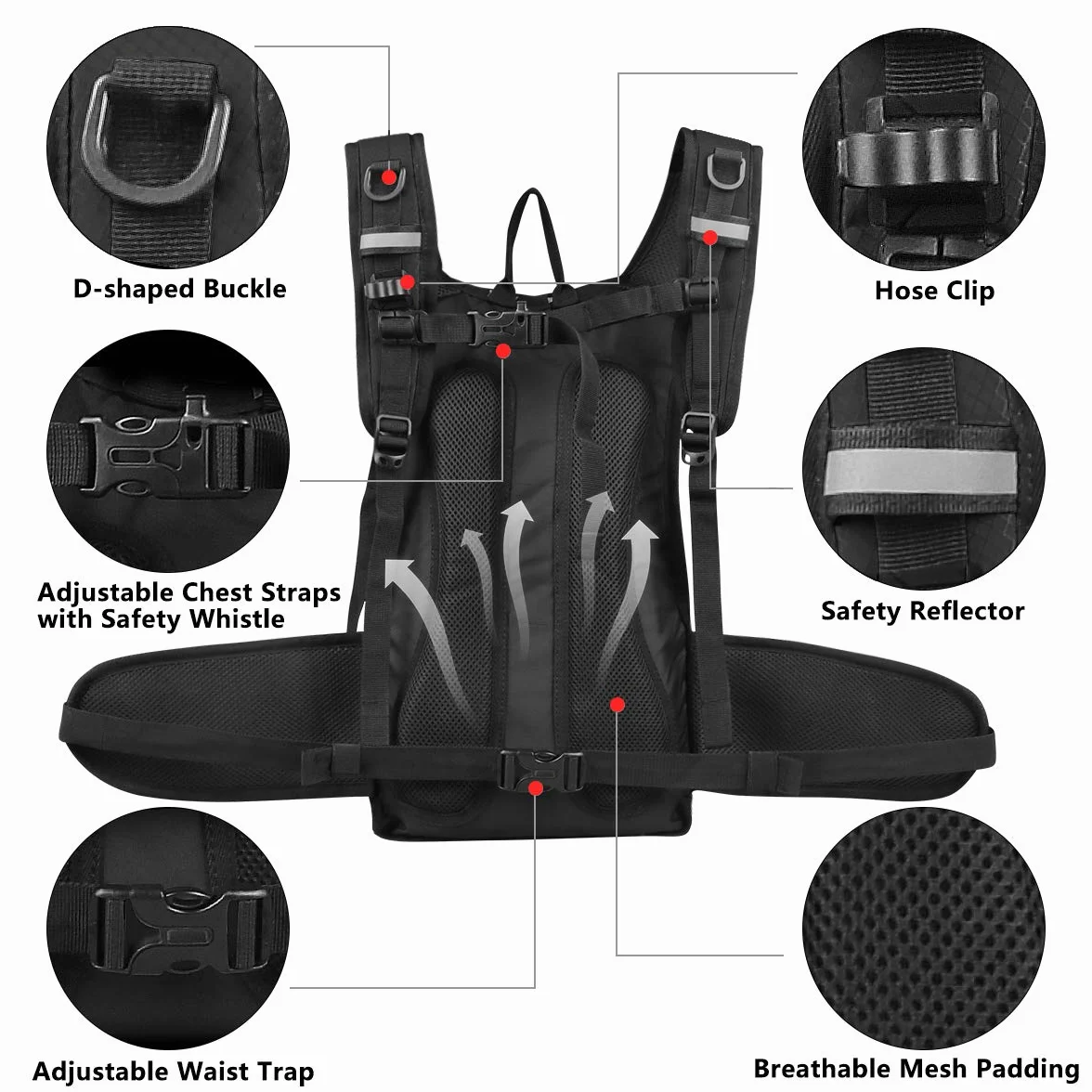 15L Sac à Dos d'hydratation avec vessie d'eau de 3L, Sac Trail Running pour Femme Homme, pour Randonnée Cyclisme Marathon VTT, Ajustables à Taille Sac à Dos d'eau avec système d'hydratation