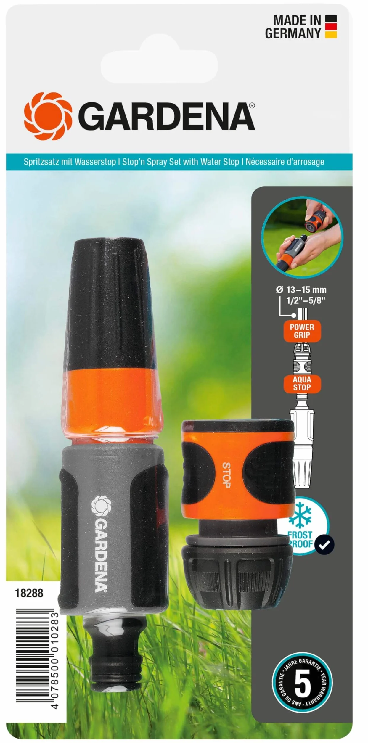 Gardena Nécessaire d'arrosage 13 mm 15 mm kit lances Aquastop 18288-20
