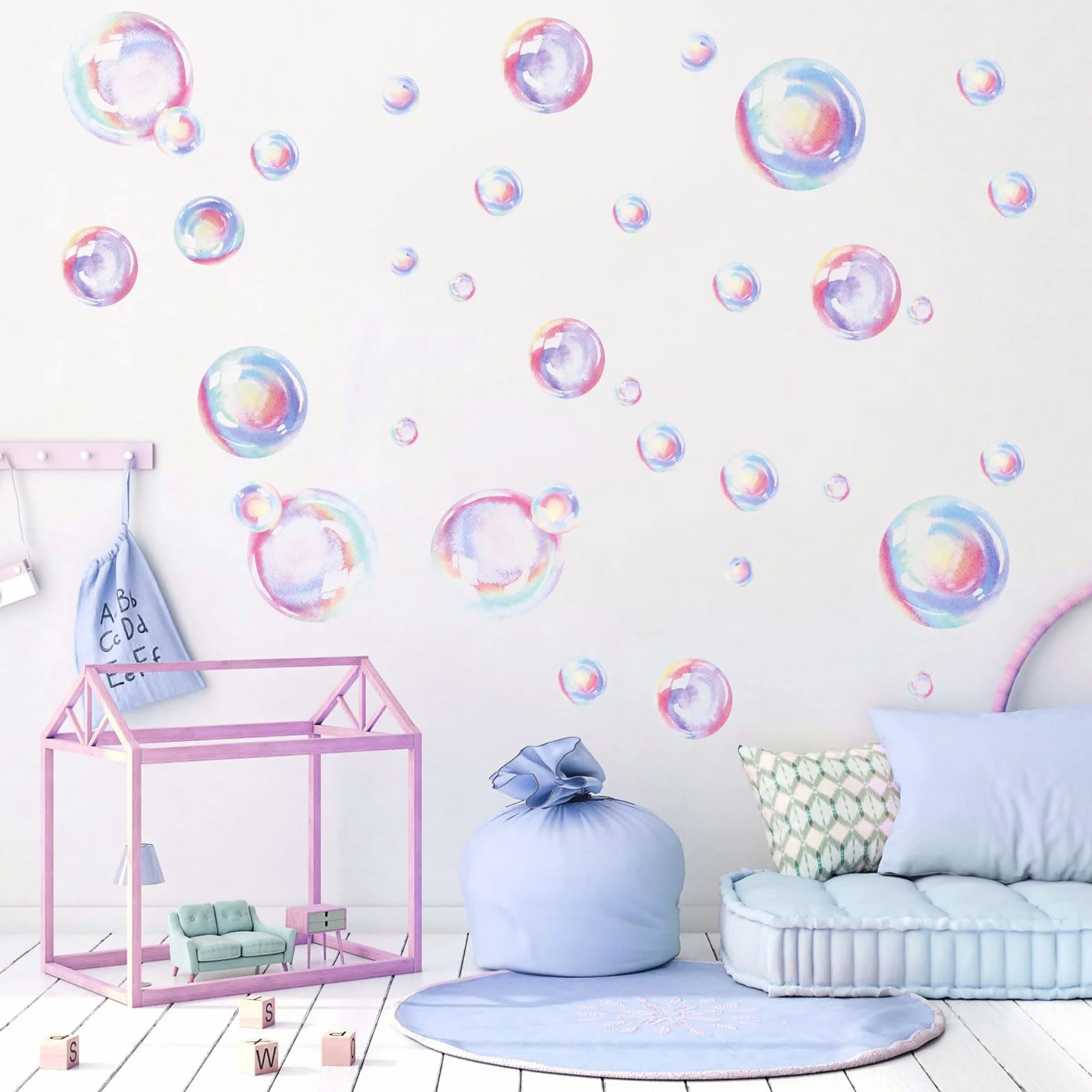 Autocollants Muraux à Bulles Colorées Découpes Océan pour Chambre d'Enfant