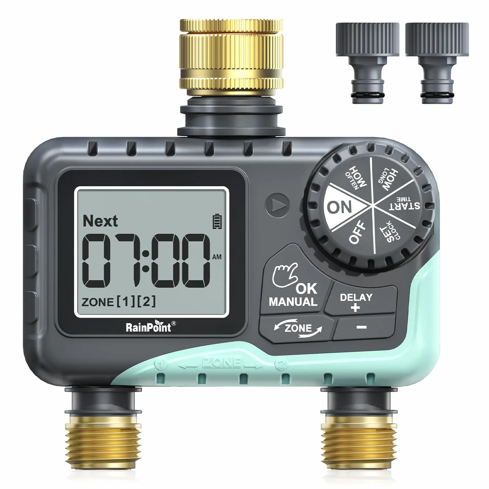 RAINPOINT Programmateur Arrosage 2 Voies Laiton IP65 Minuteur Automatique