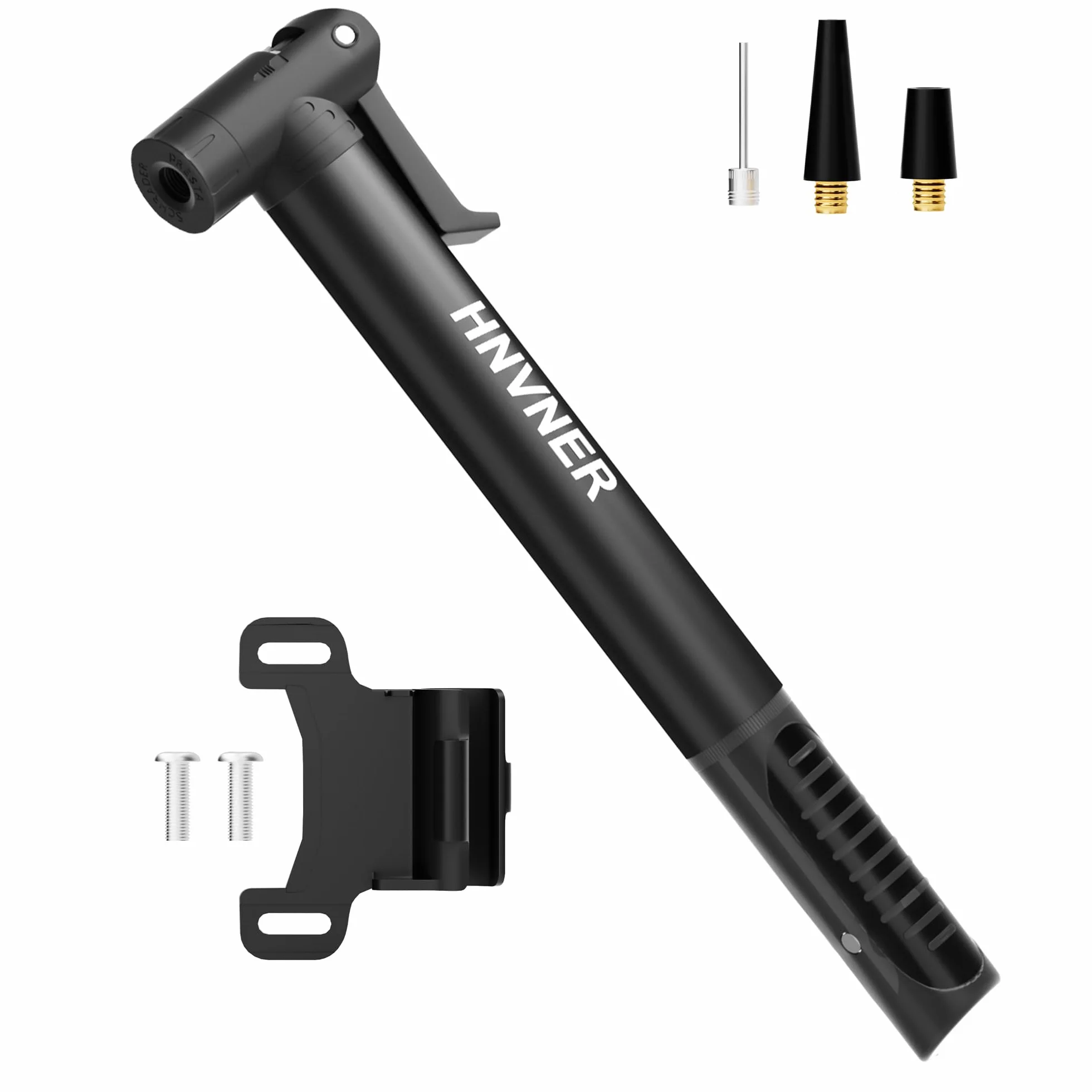 HNVNER Pompe à Vélo pour Schrader et Presta Valve,Mini Pompe avec Aiguille Gonflage,Pompe a Velo Portable Compacte légère avec Support de Fixation pour VTT, BMX, Moto et Ballon