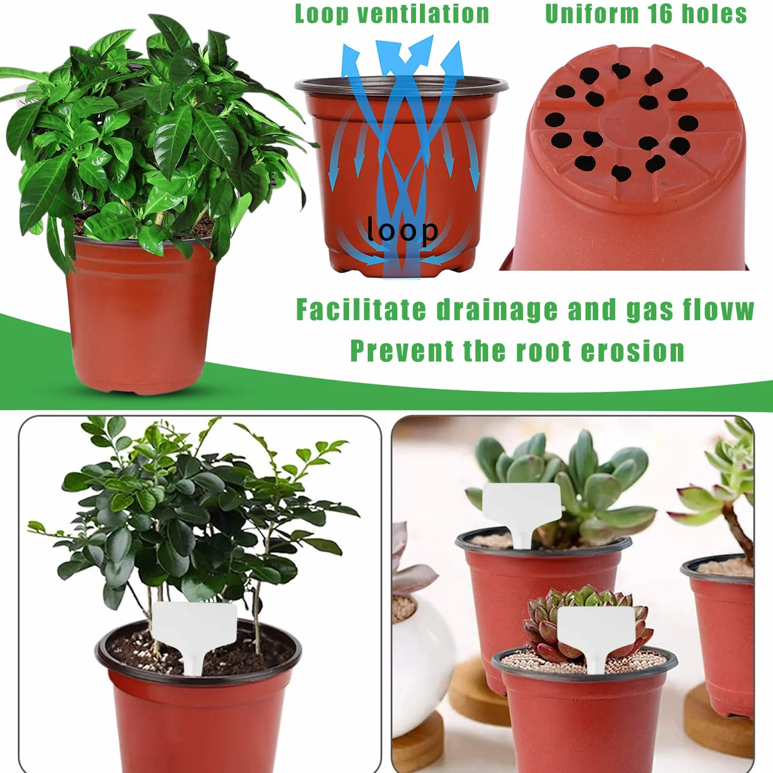 Qunkun 50 Pièces Pots Pépinière 15CM Plastique Réutilisables avec Étiquettes et Outils de Jardinage